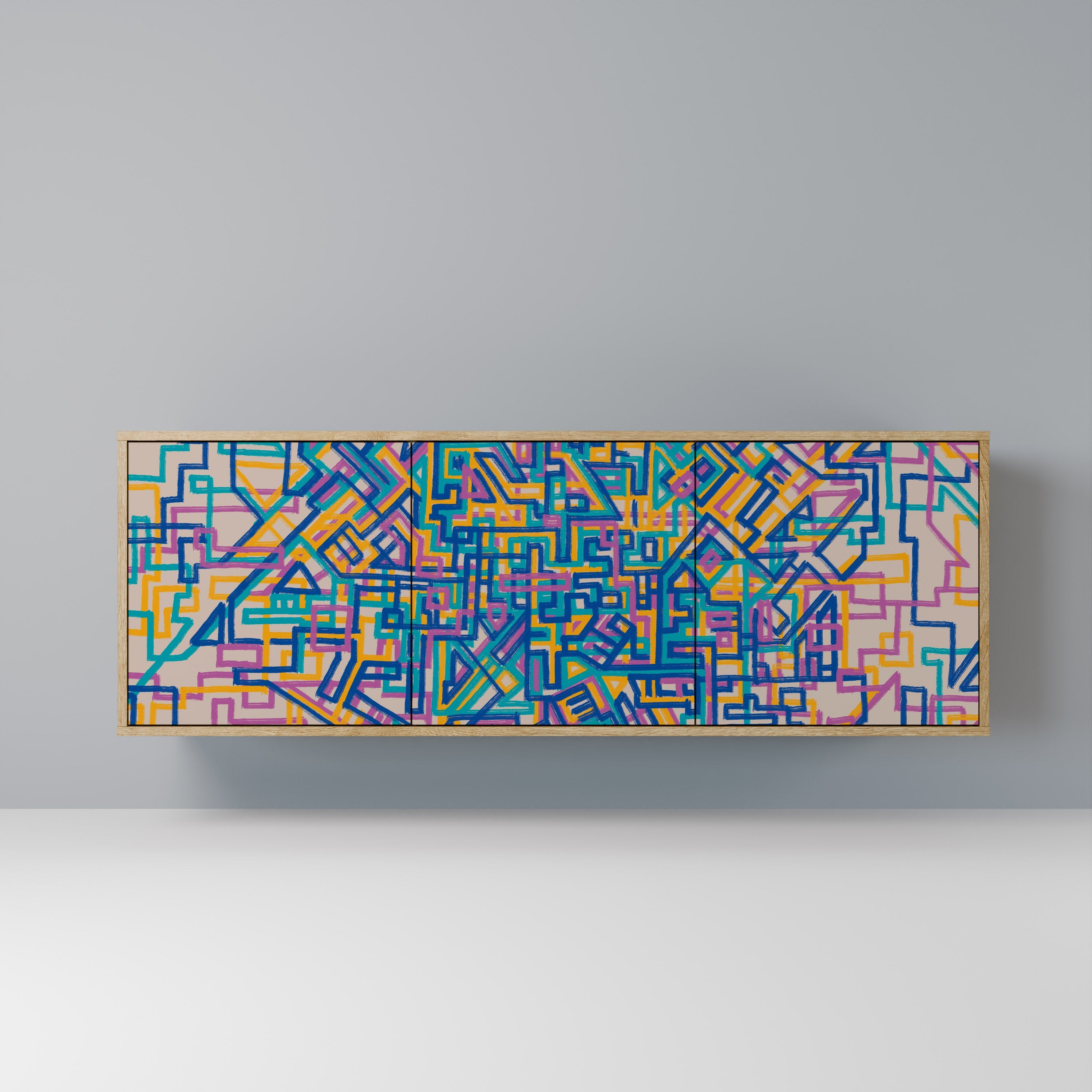 Buffet 3 portes MEMORIES MAP effet chêne