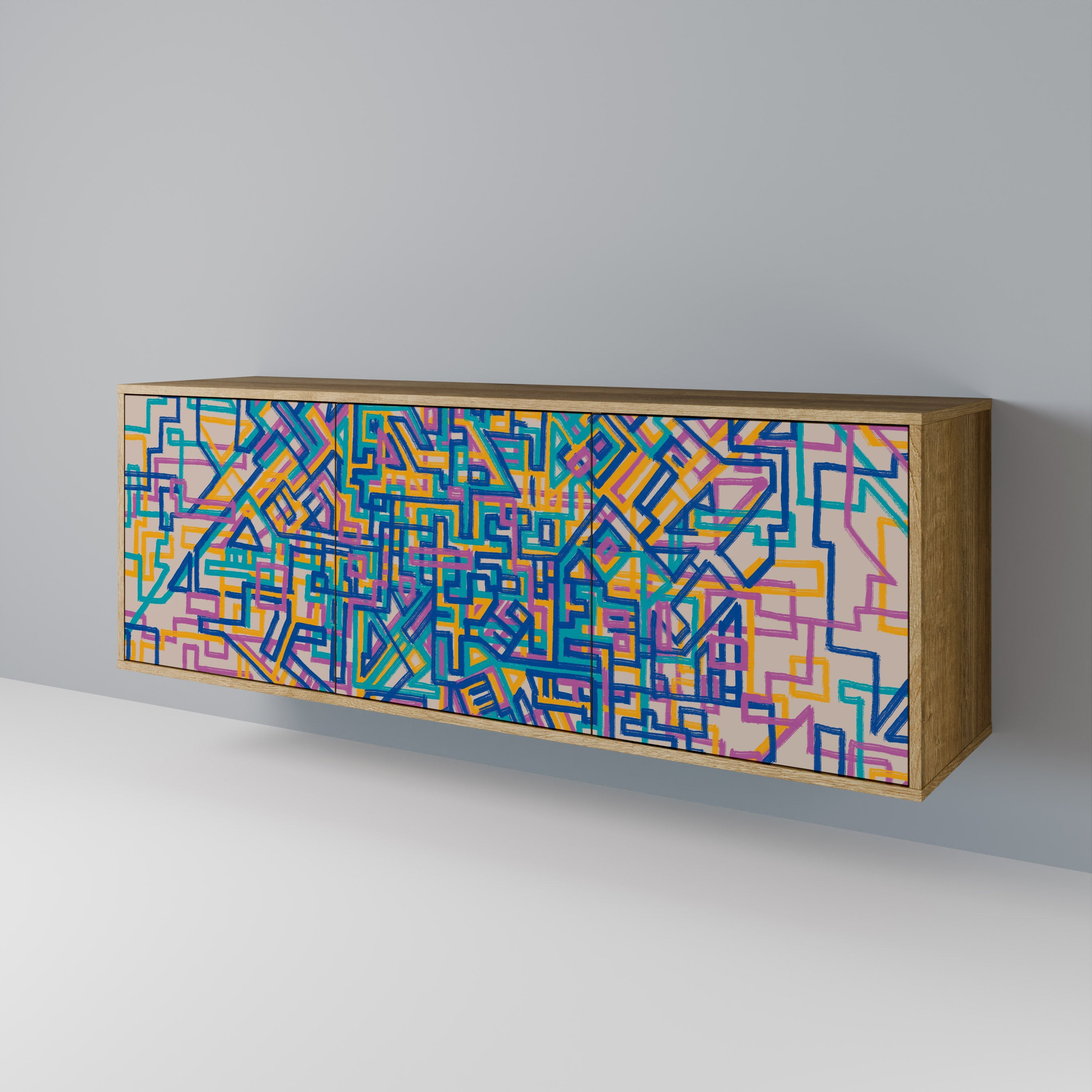 Buffet 3 portes MEMORIES MAP effet chêne