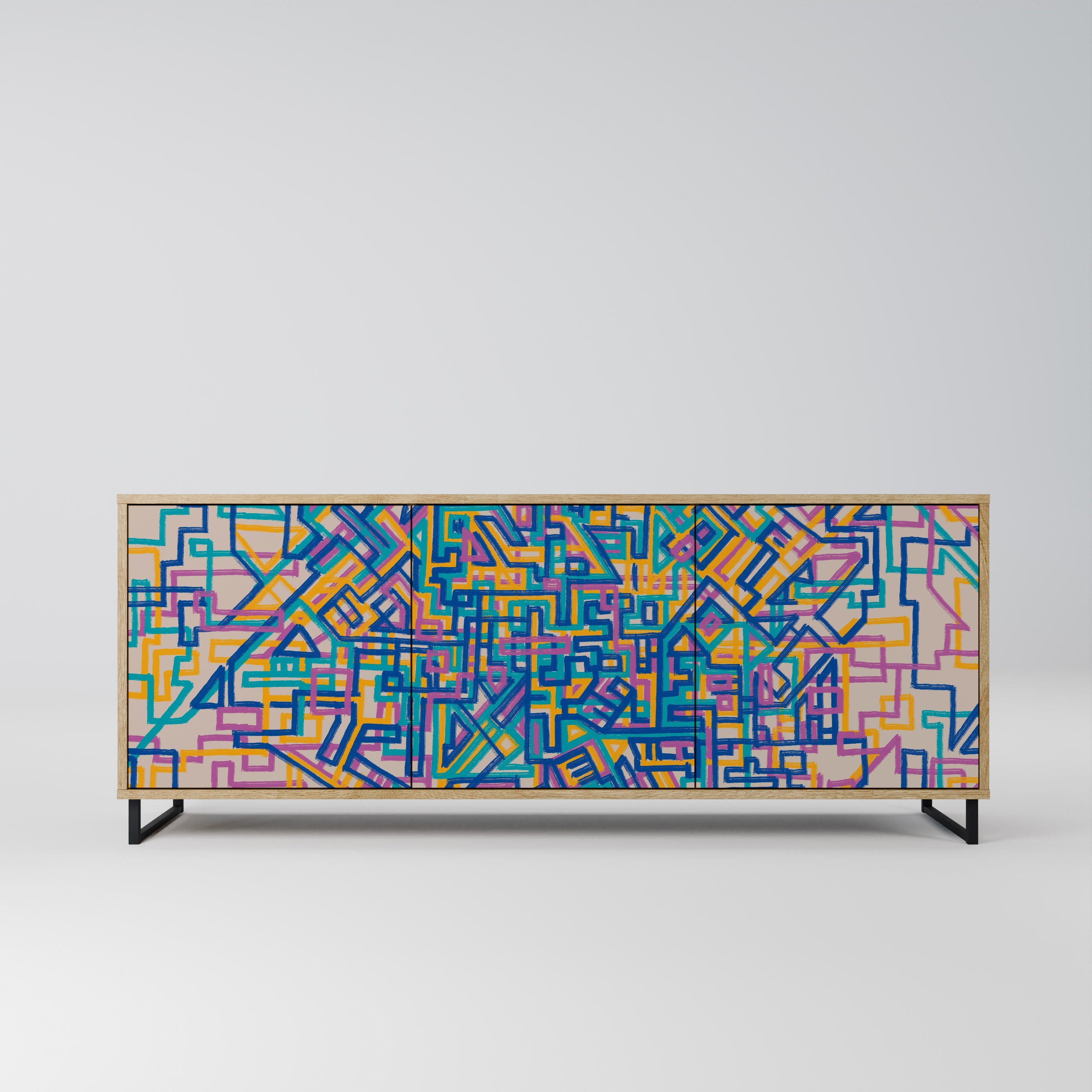 Buffet 3 portes MEMORIES MAP effet chêne