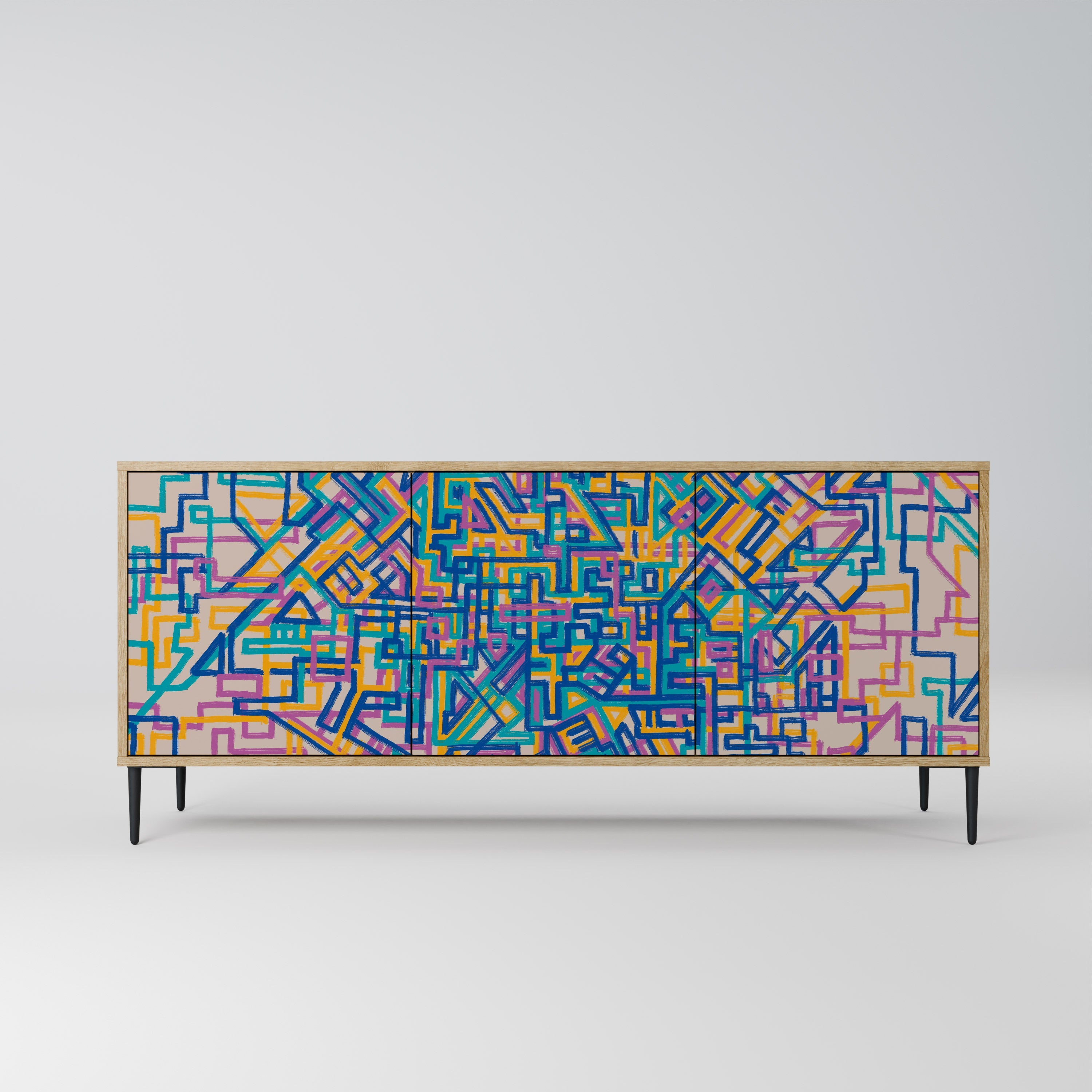 Buffet 3 portes MEMORIES MAP effet chêne