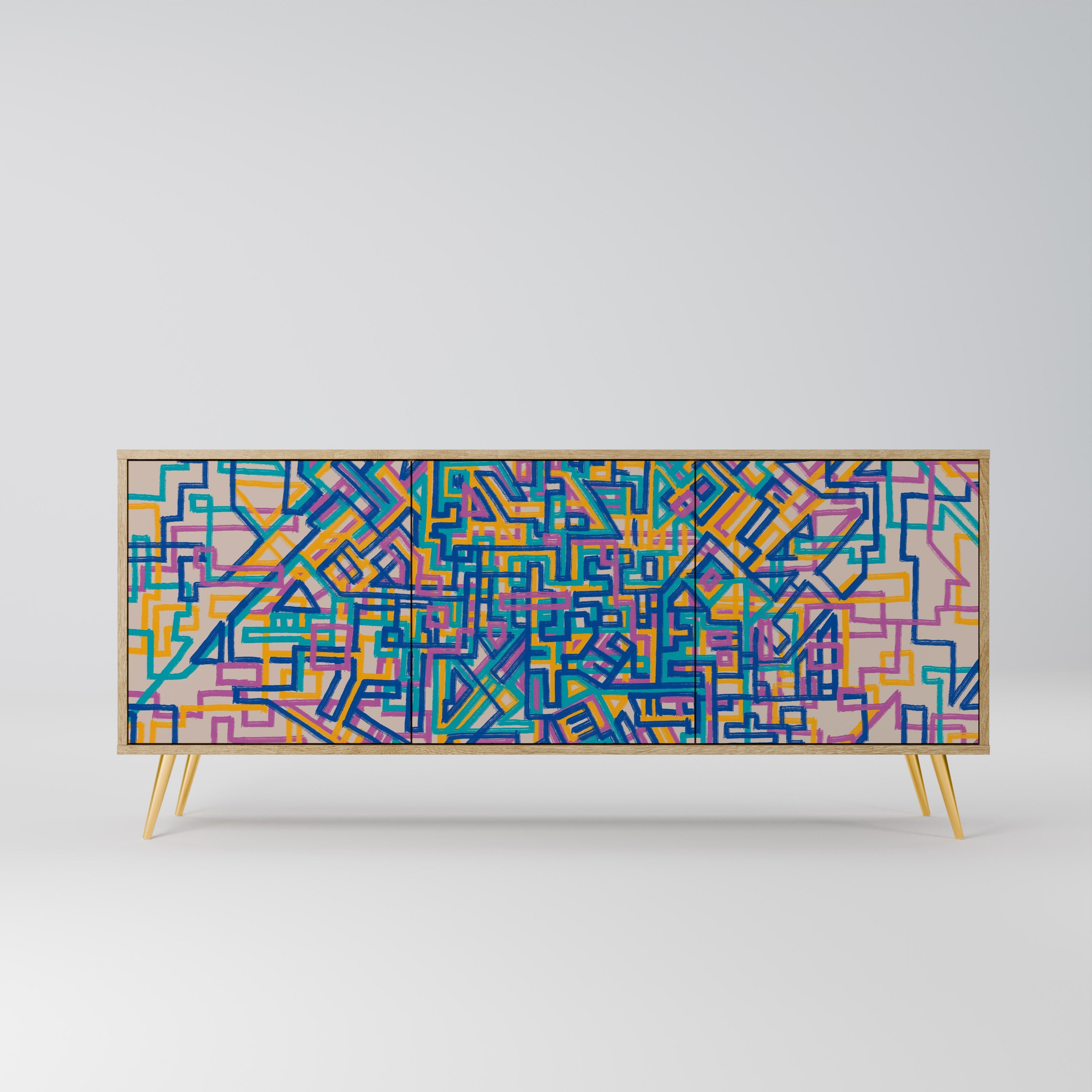 Buffet 3 portes MEMORIES MAP effet chêne