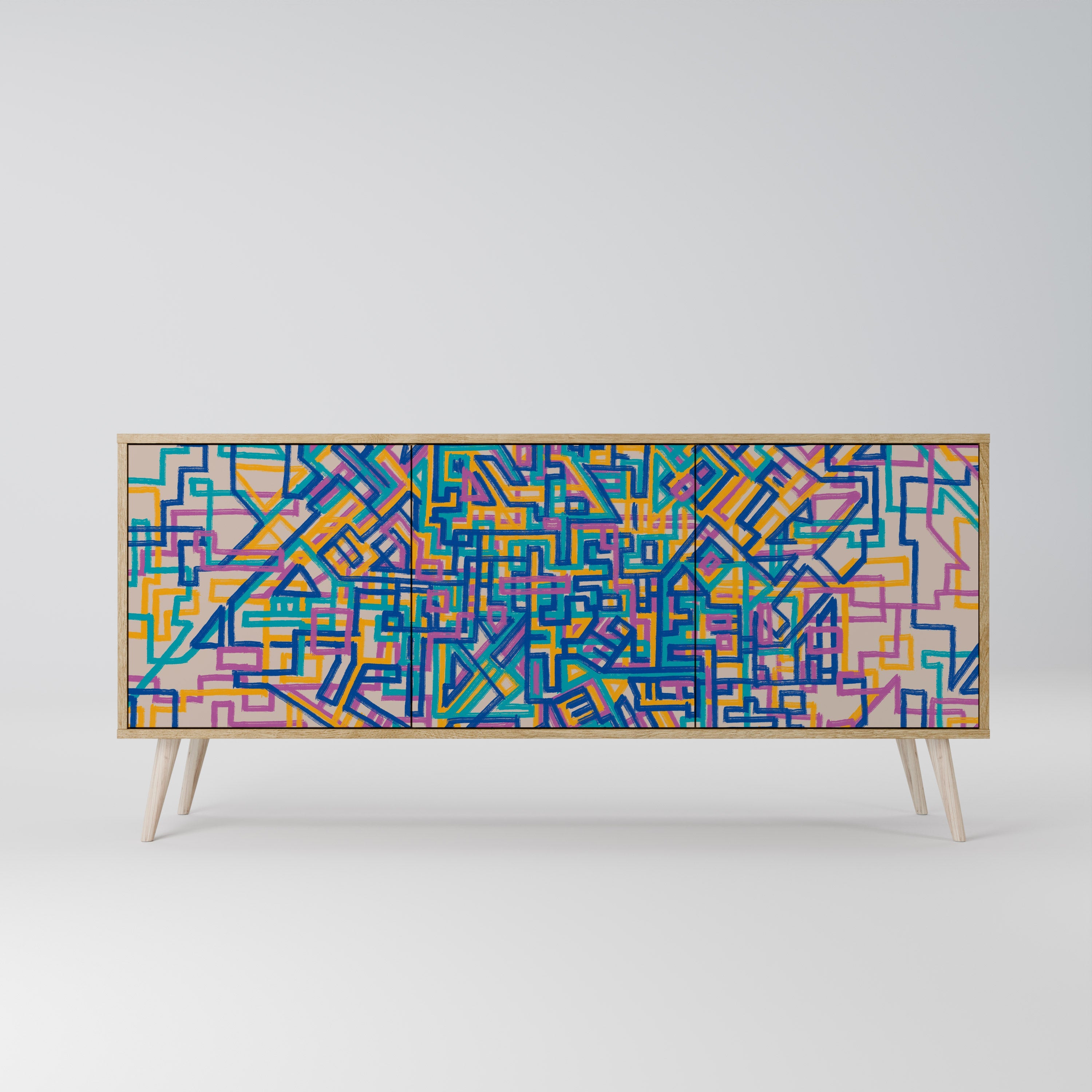 Buffet 3 portes MEMORIES MAP effet chêne