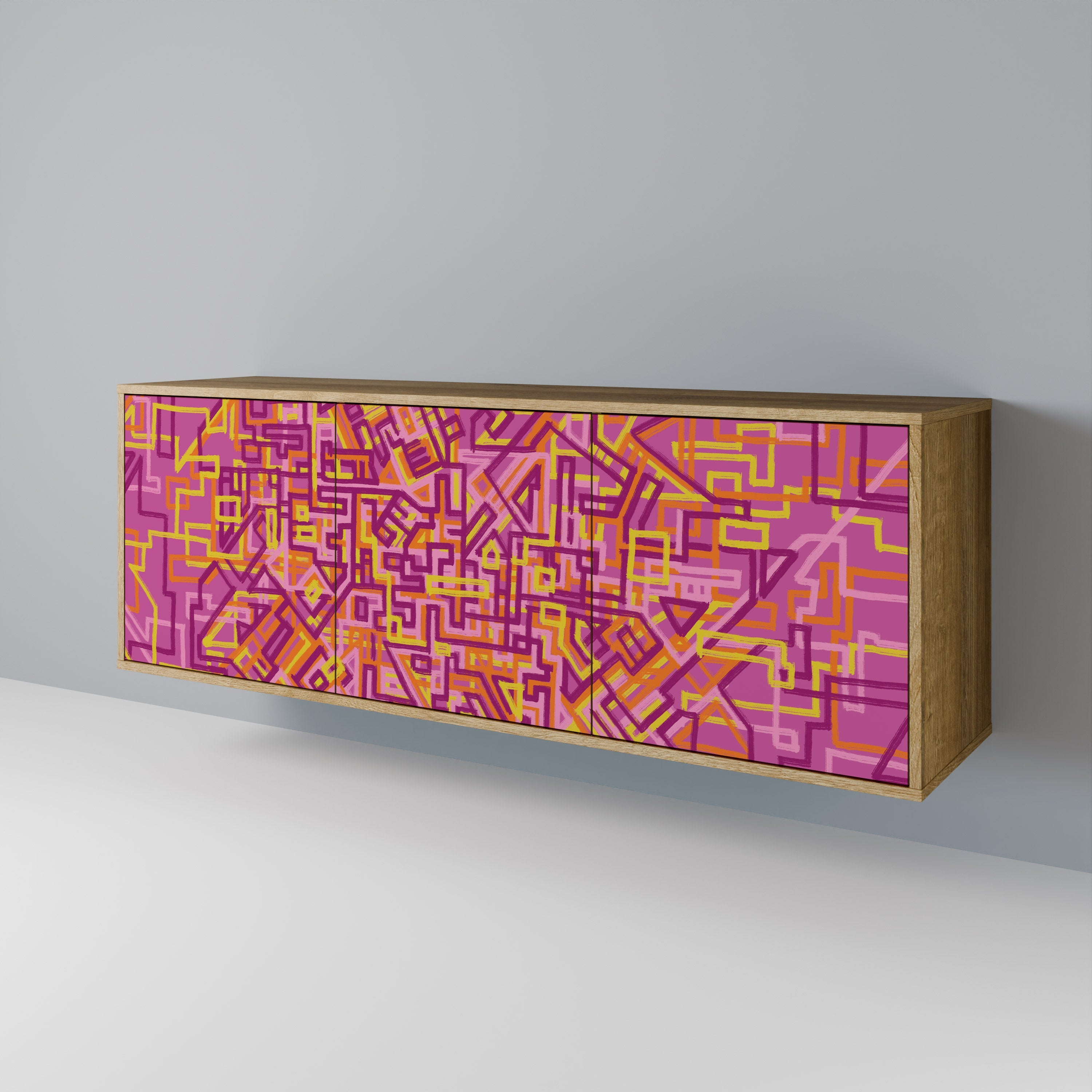 Buffet 3 portes LOVELY MEMORIES effet chêne