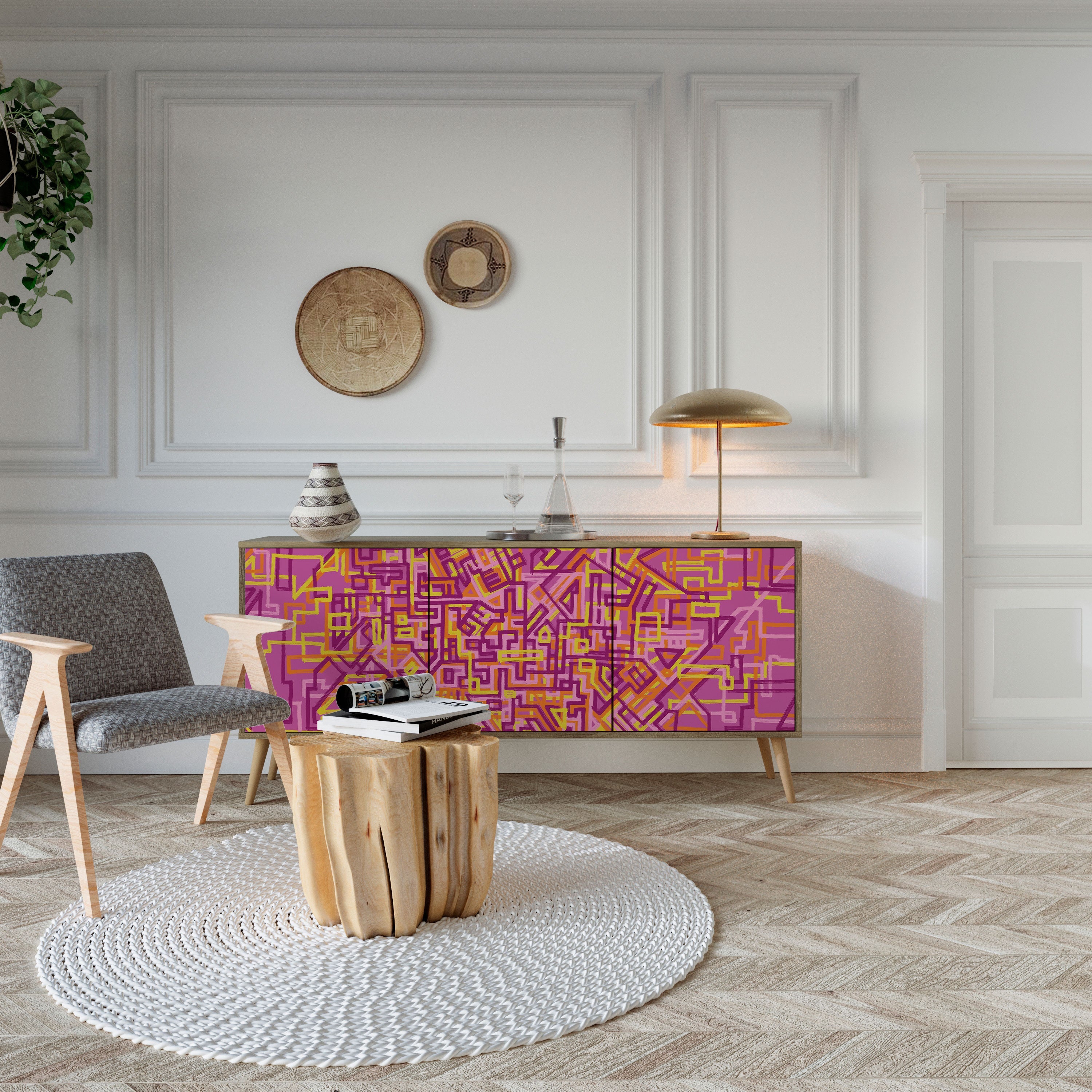 Buffet 3 portes LOVELY MEMORIES effet chêne