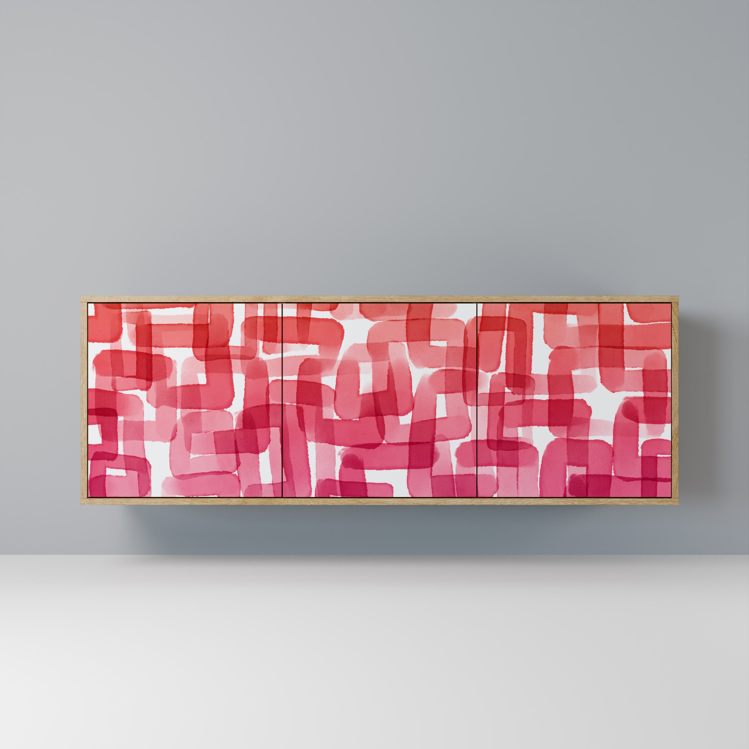 Buffet 3 portes KALEIDOSCOPIC CUBISM effet chêne