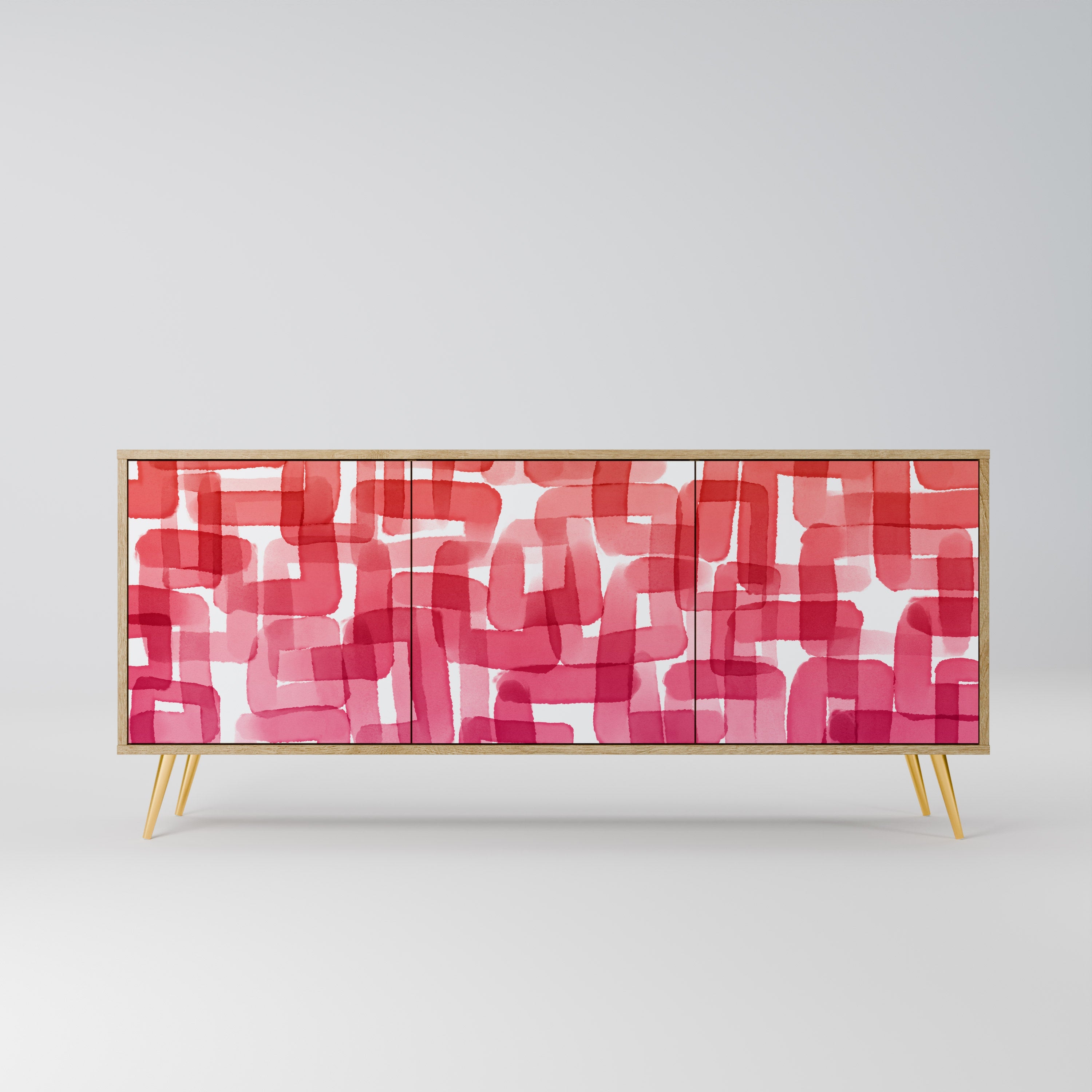 Buffet 3 portes KALEIDOSCOPIC CUBISM effet chêne