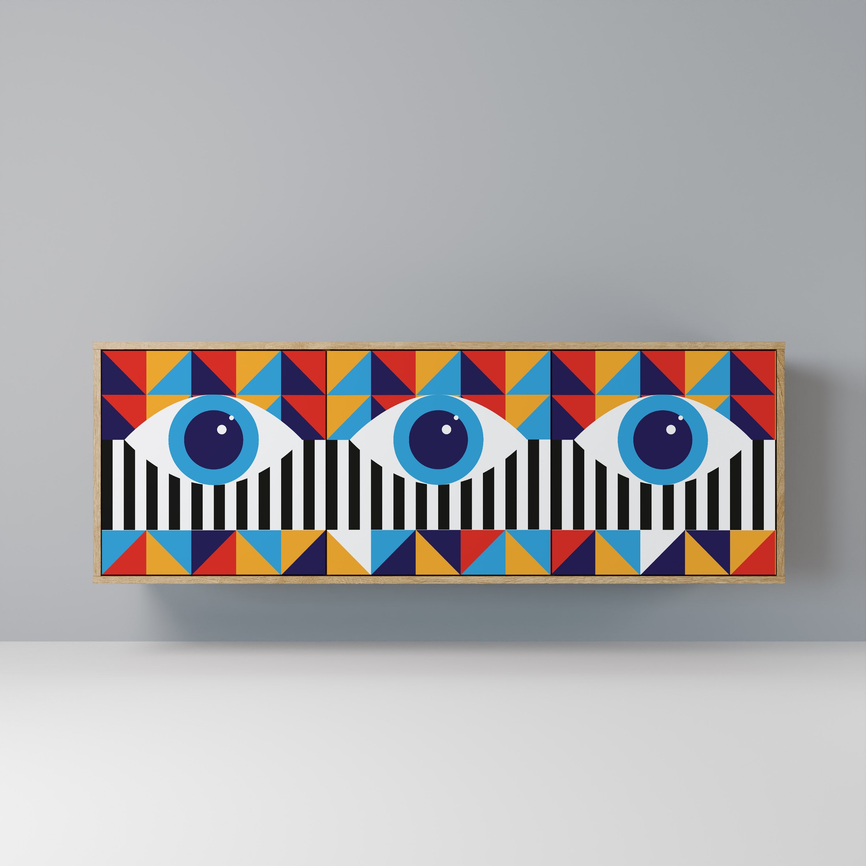 Buffet 3 portes effet chêne ABSTRACTION ET GÉOMÉTRIE