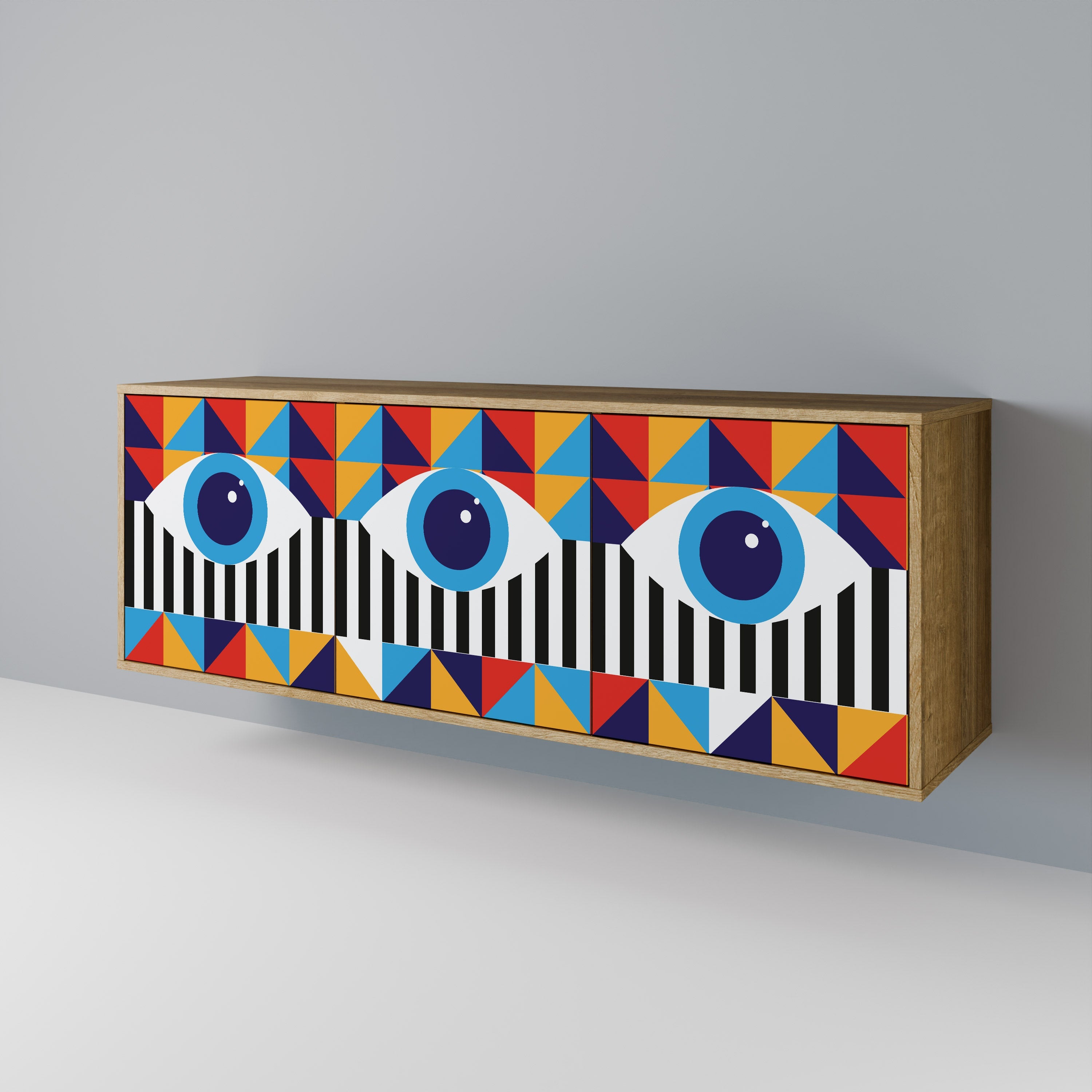 Buffet 3 portes effet chêne ABSTRACTION ET GÉOMÉTRIE