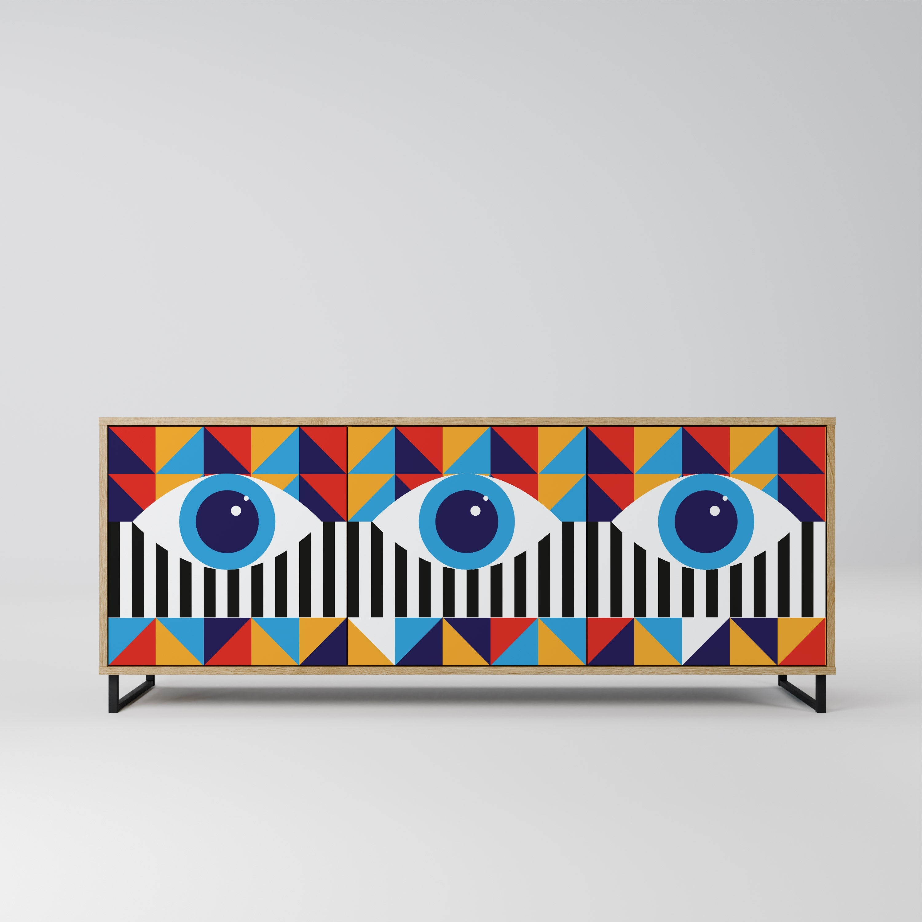 Buffet 3 portes effet chêne ABSTRACTION ET GÉOMÉTRIE