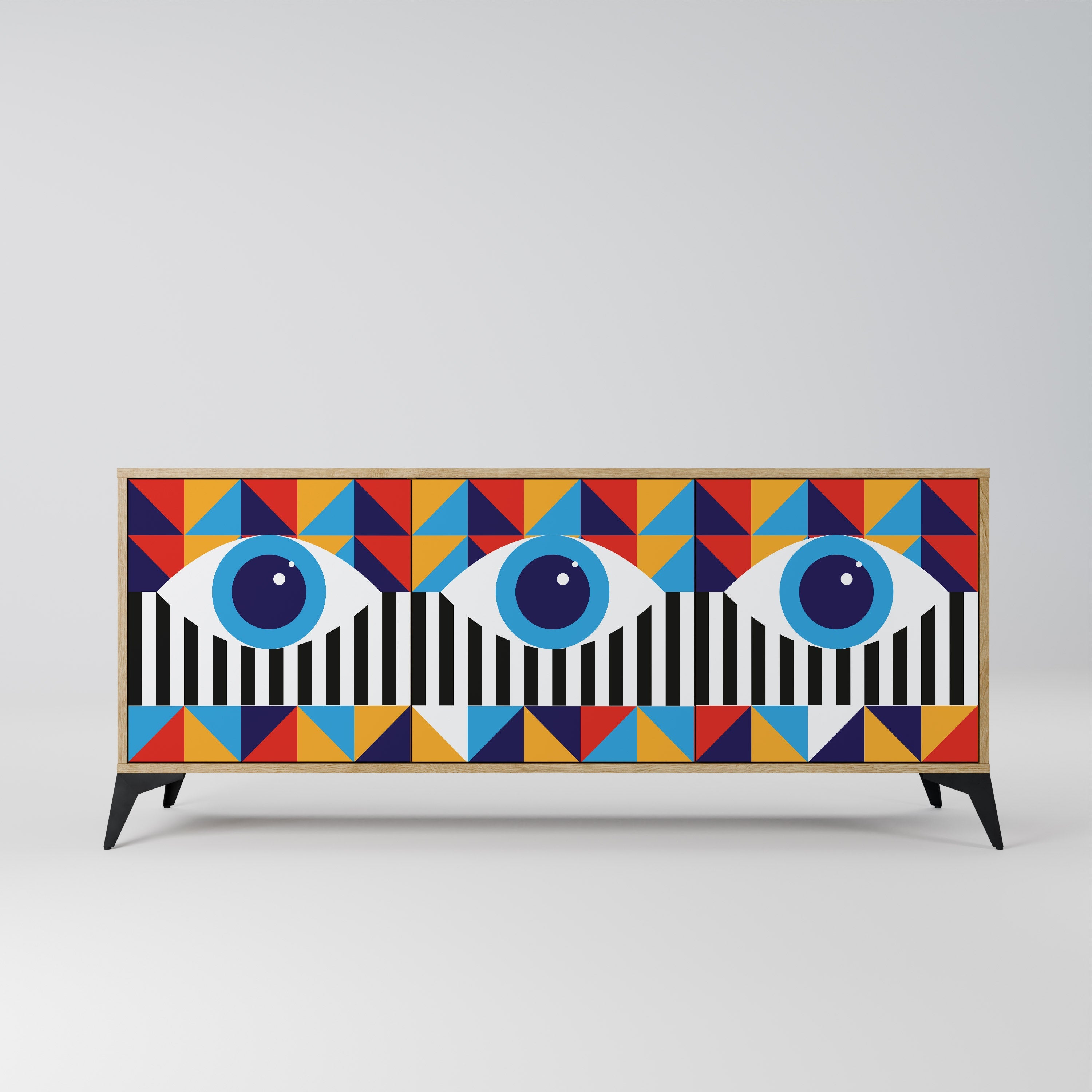 Buffet 3 portes effet chêne ABSTRACTION ET GÉOMÉTRIE