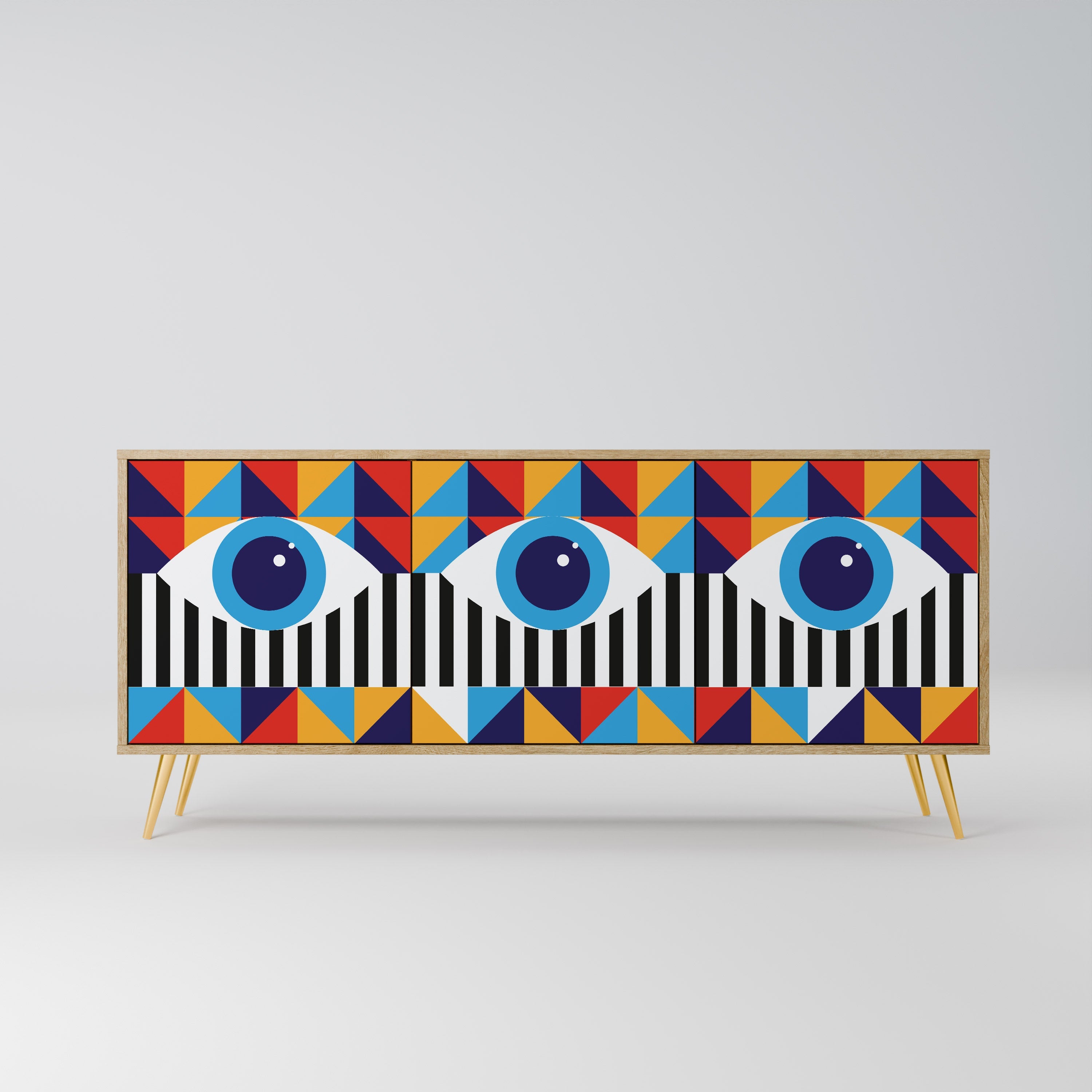 Buffet 3 portes effet chêne ABSTRACTION ET GÉOMÉTRIE