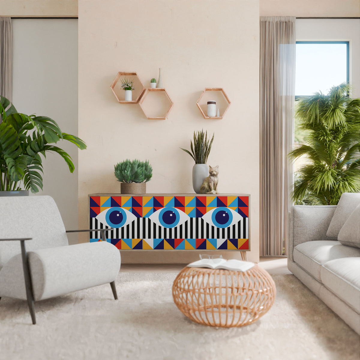 ABSTRACTION AND GEOMETRY 3-Door Sideboard