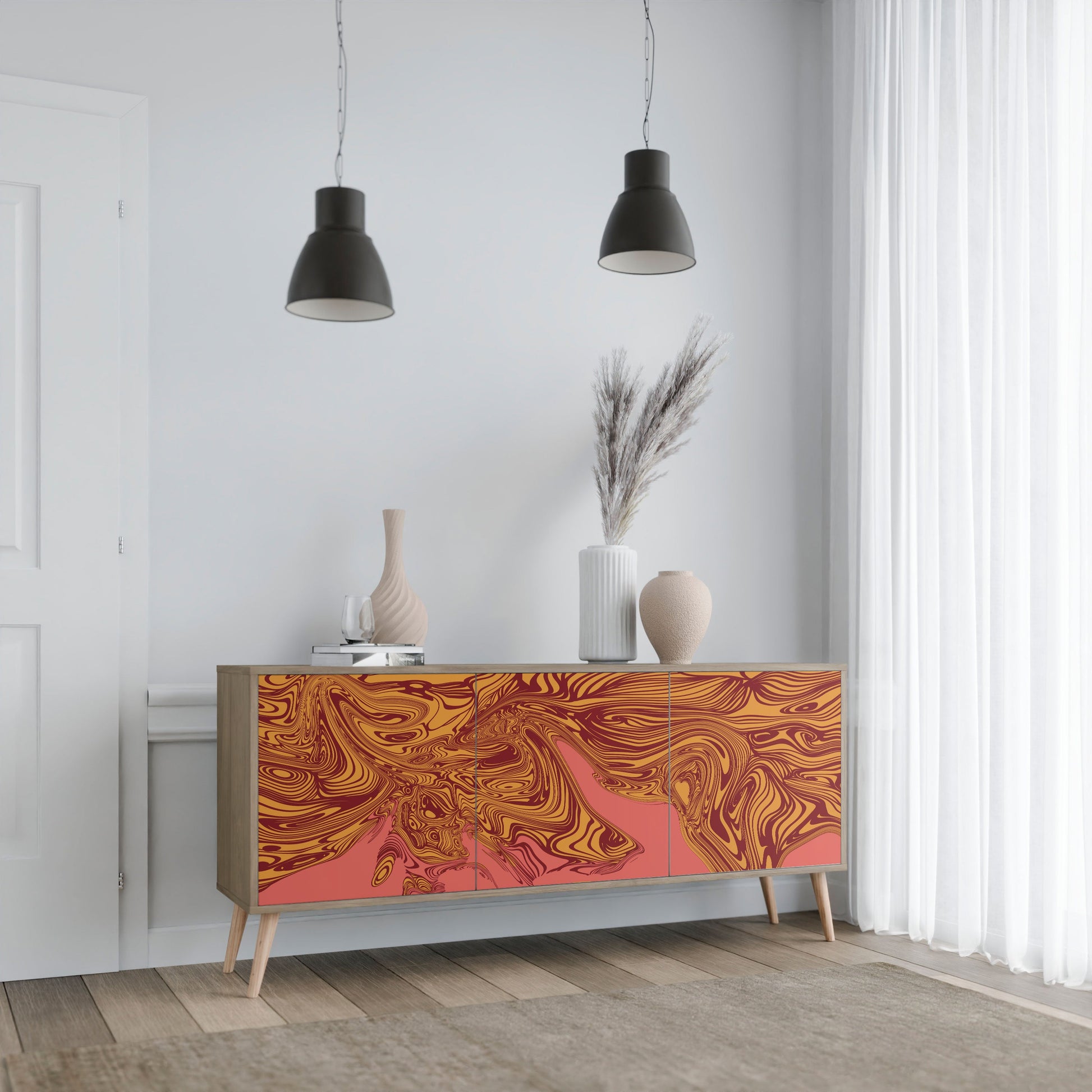 Buffet 3 portes FLOATING THOUGHTS effet chêne