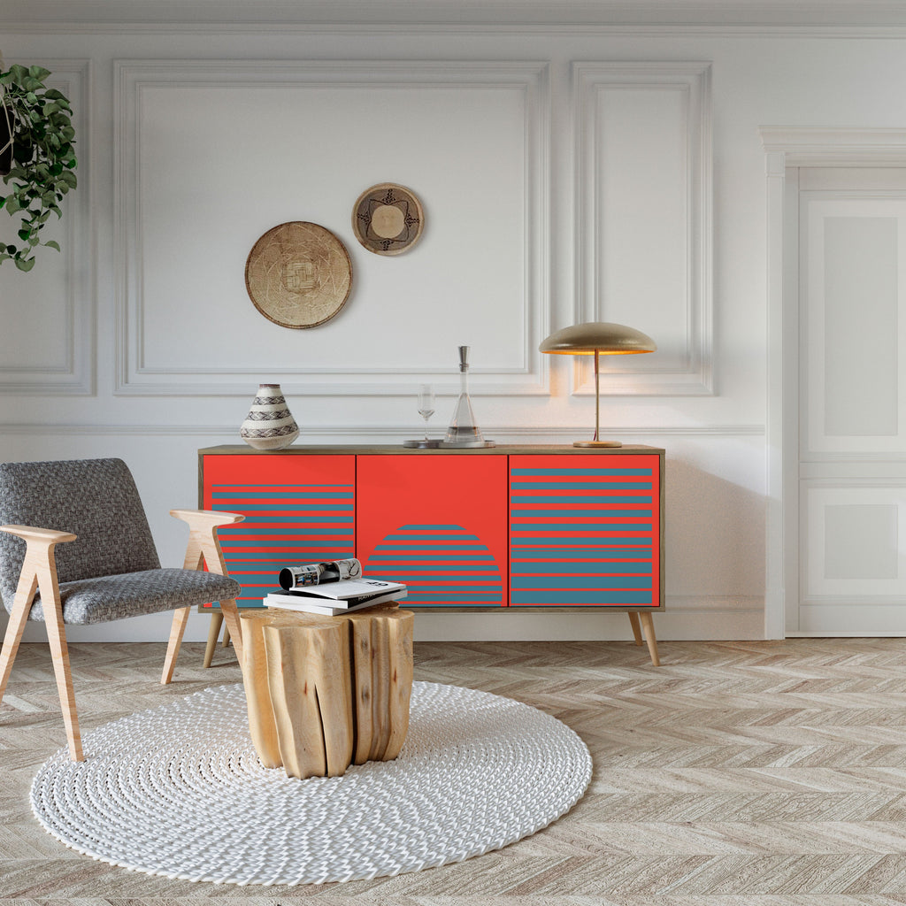 Buffet 3 portes RISING GEOMETRY STARS effet chêne