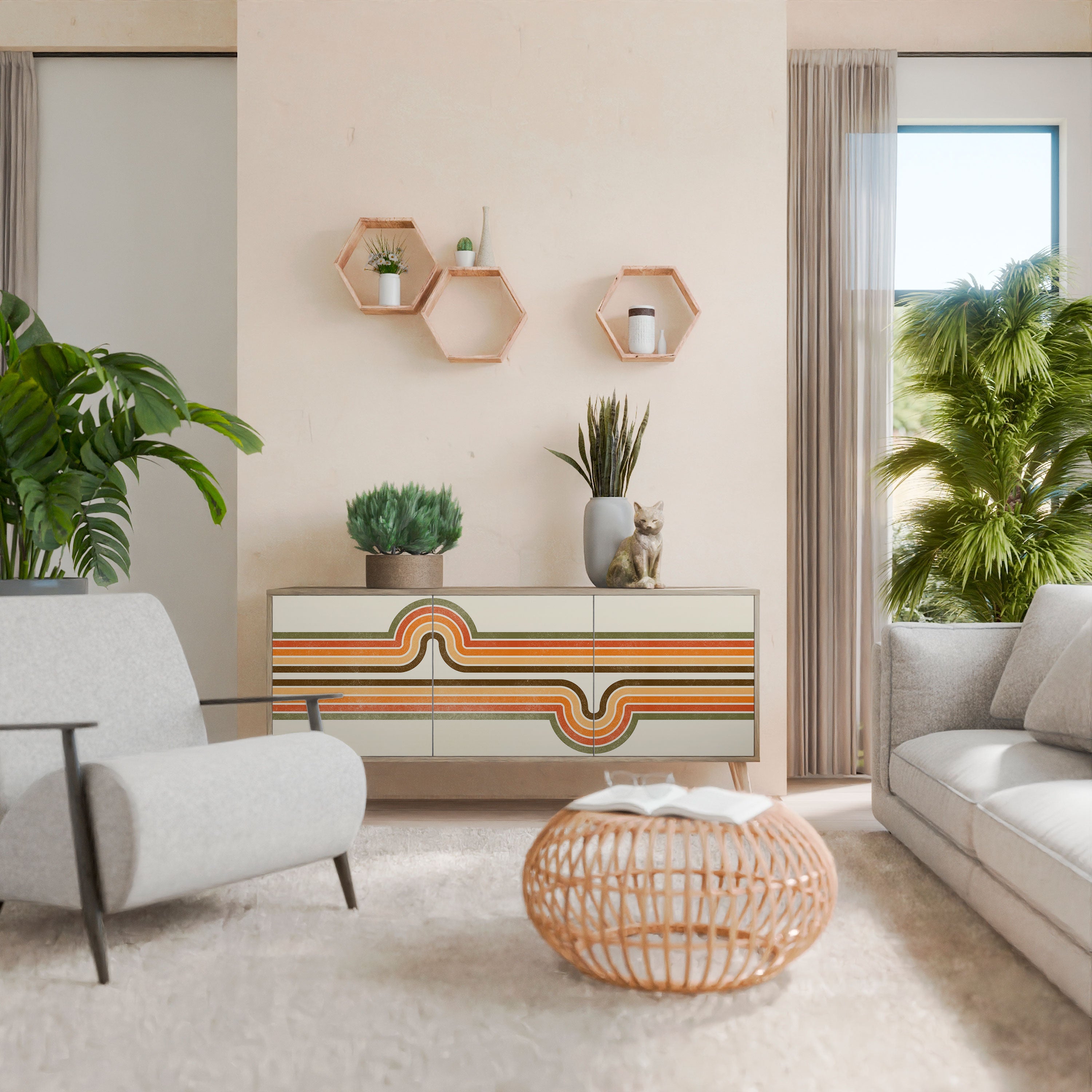 Buffet 3 portes STREAM EXCEPTIONNEL effet chêne