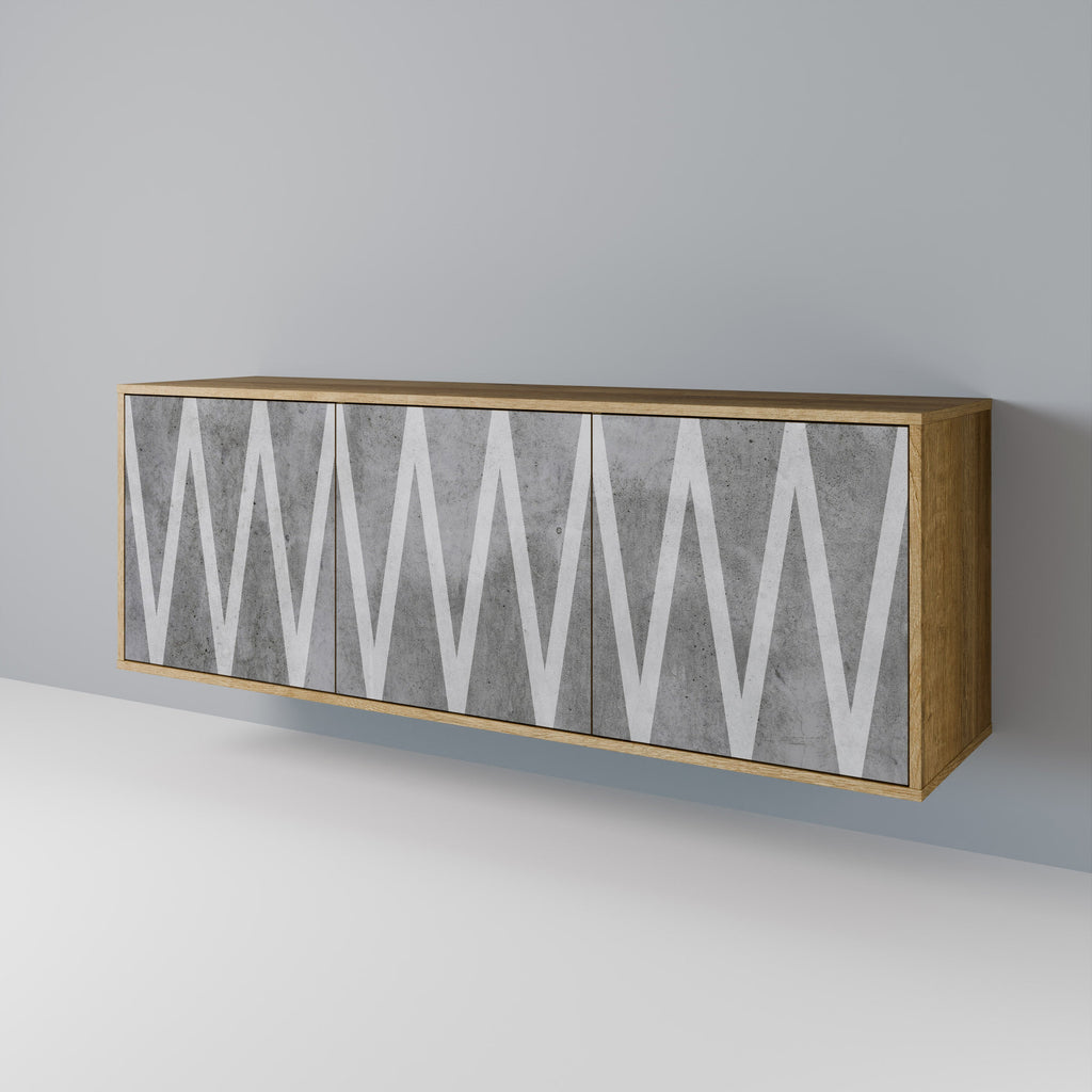 Buffet 3 portes SOLID ZIG ZAG effet chêne
