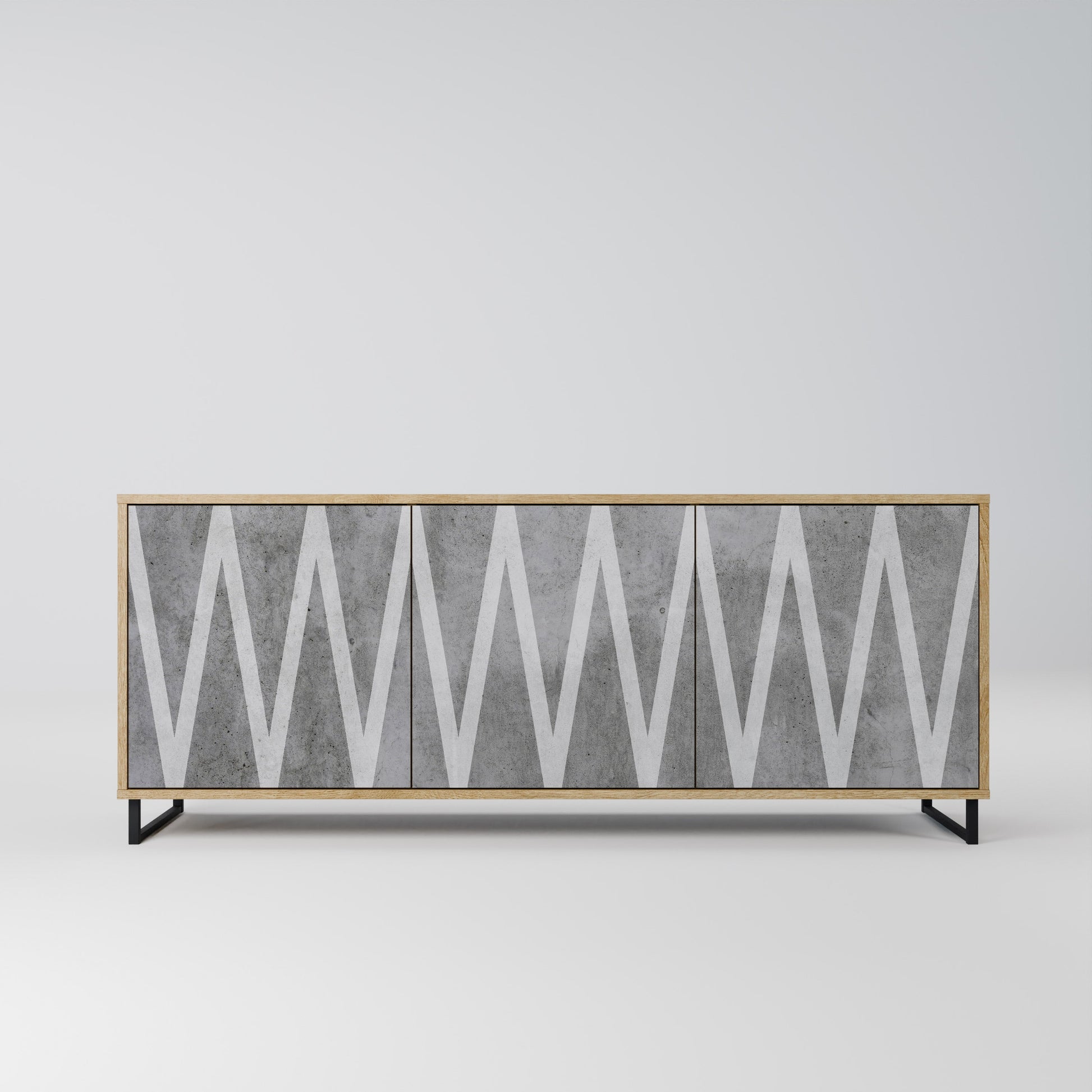 Buffet 3 portes SOLID ZIG ZAG effet chêne