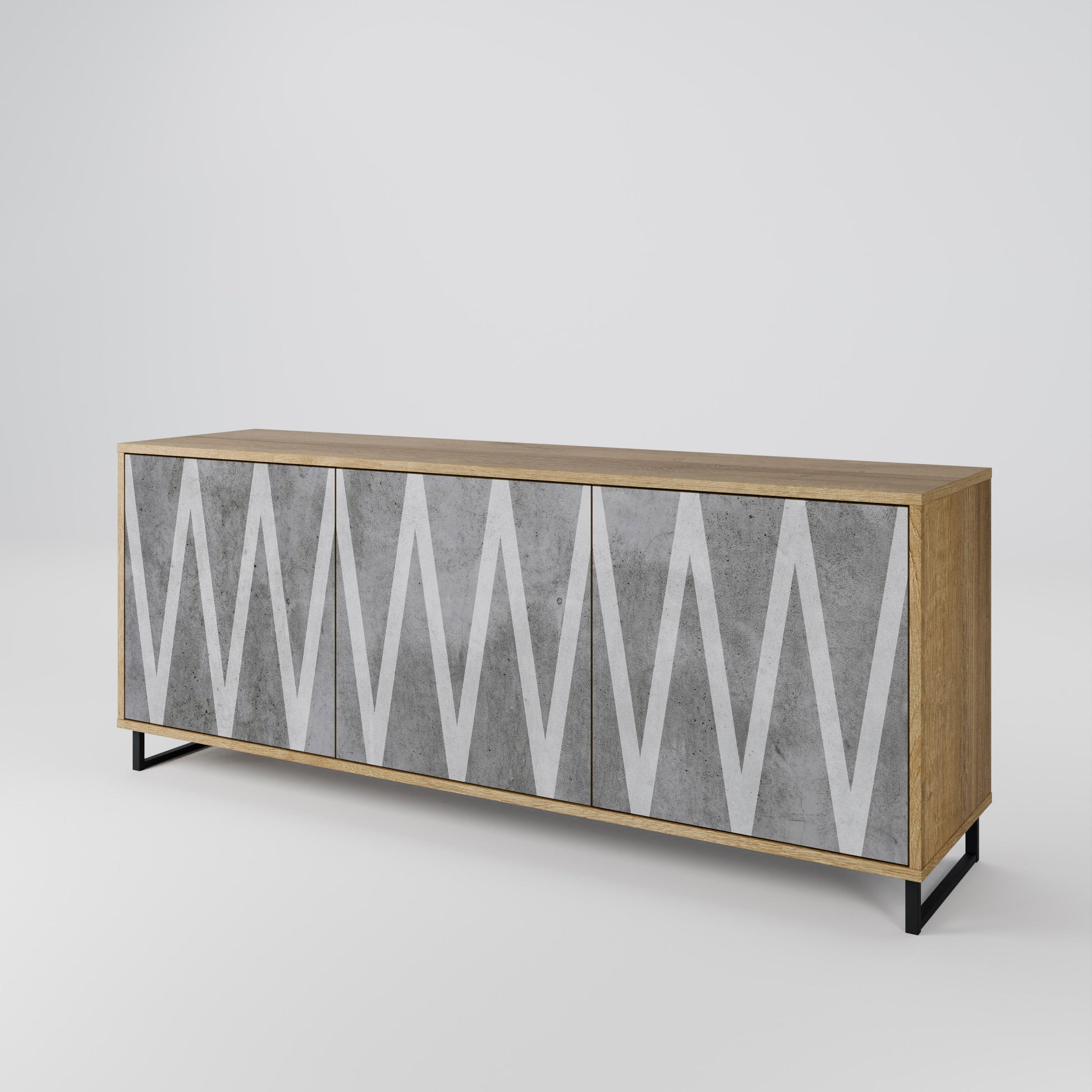 Buffet 3 portes SOLID ZIG ZAG effet chêne