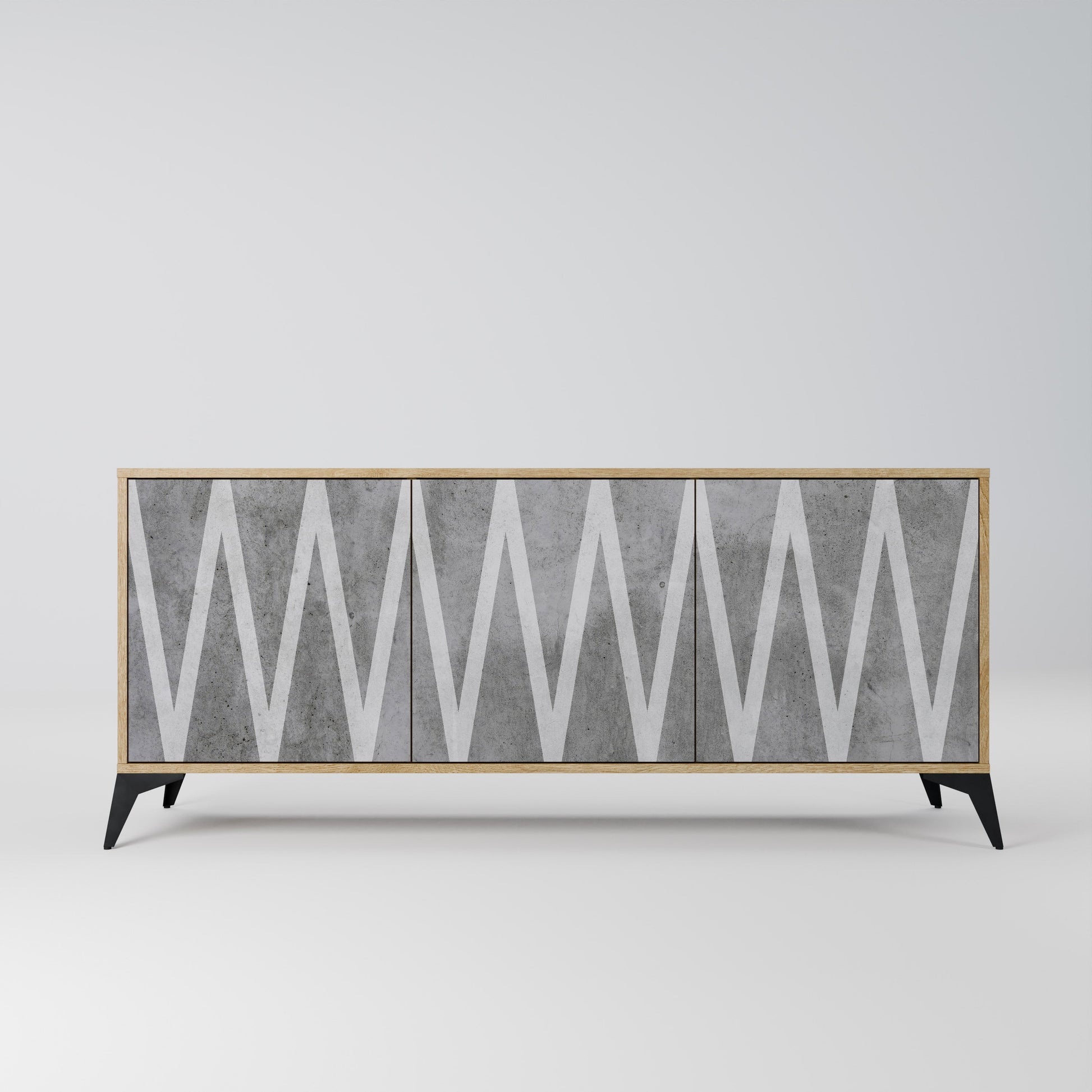 Buffet 3 portes SOLID ZIG ZAG effet chêne