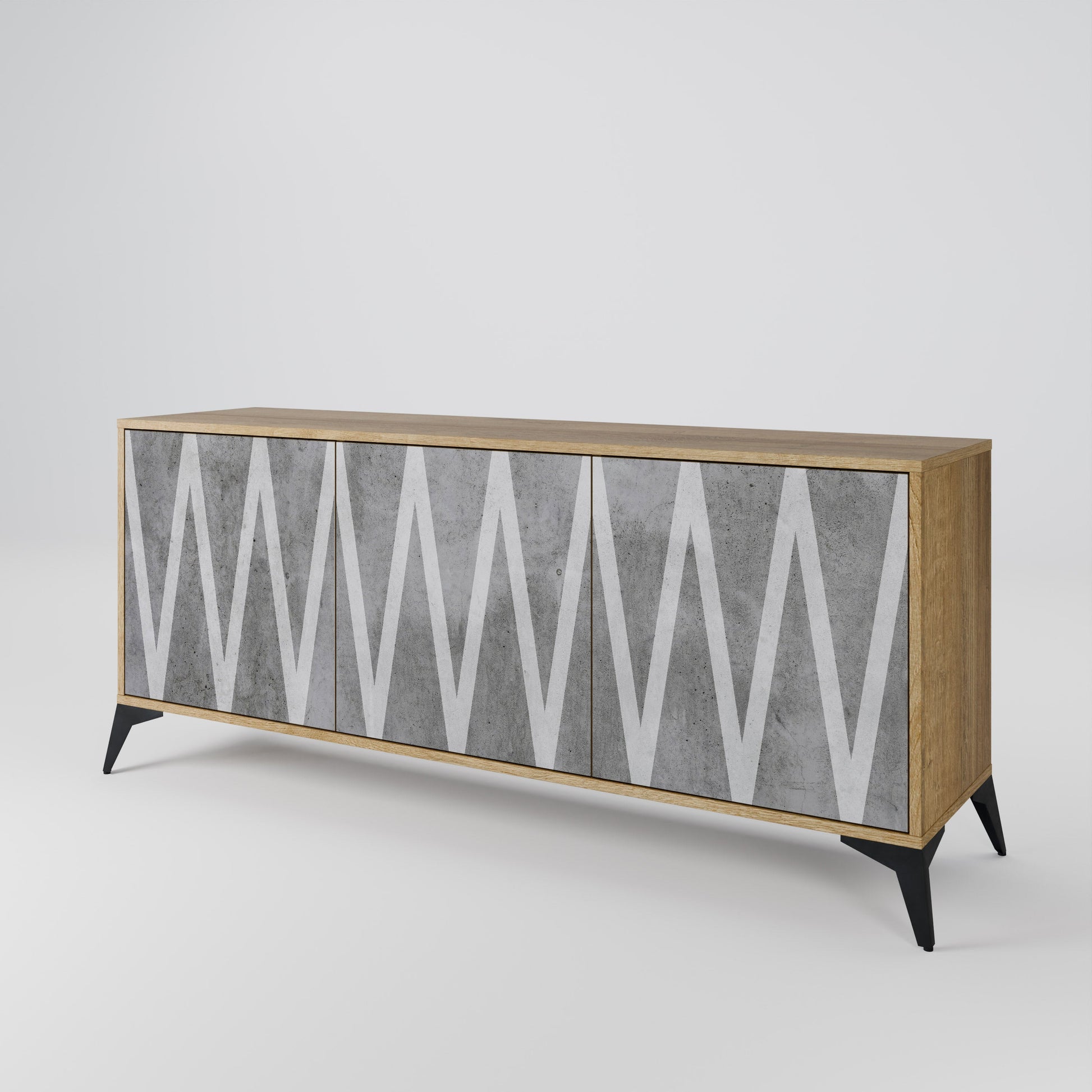 Buffet 3 portes SOLID ZIG ZAG effet chêne