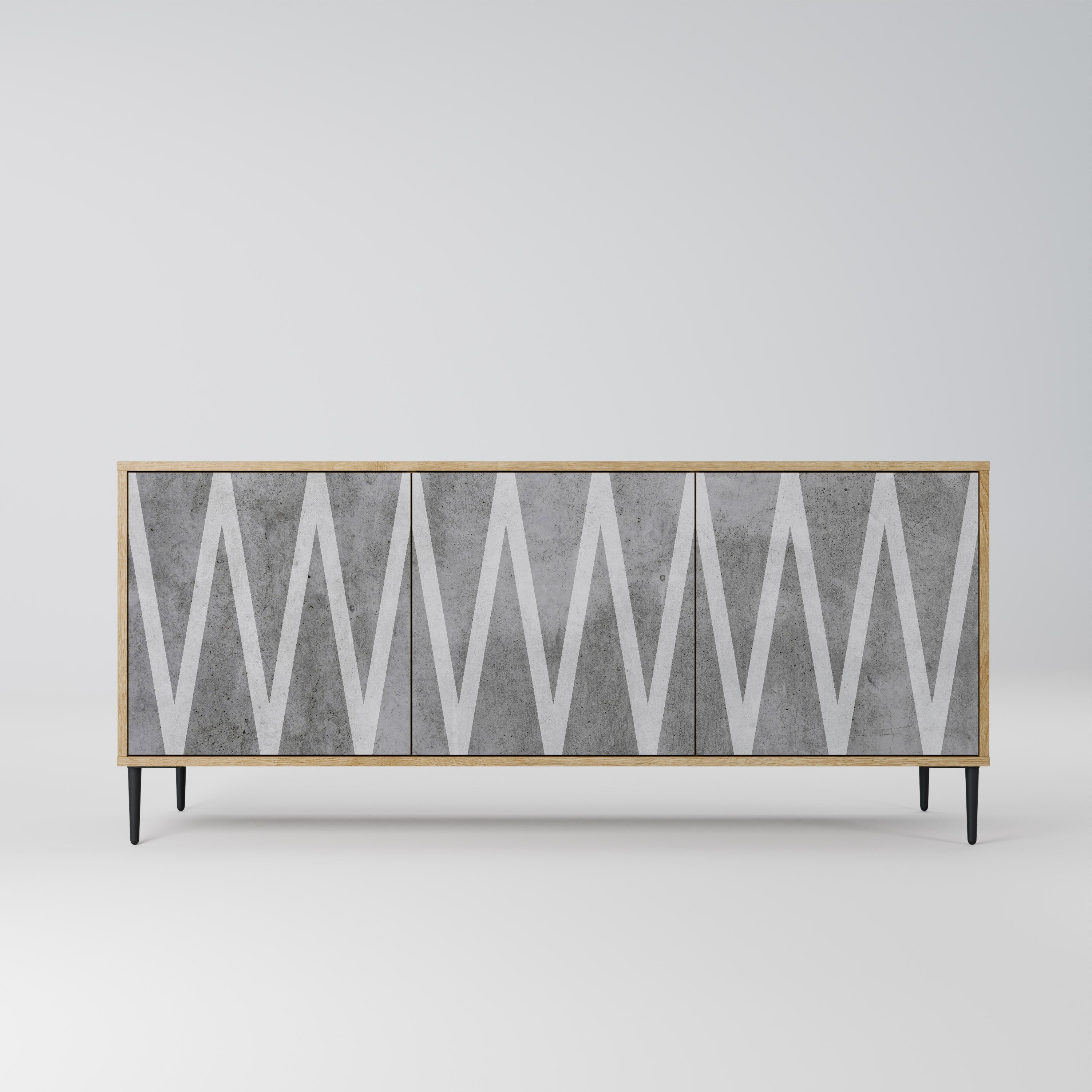 Buffet 3 portes SOLID ZIG ZAG effet chêne