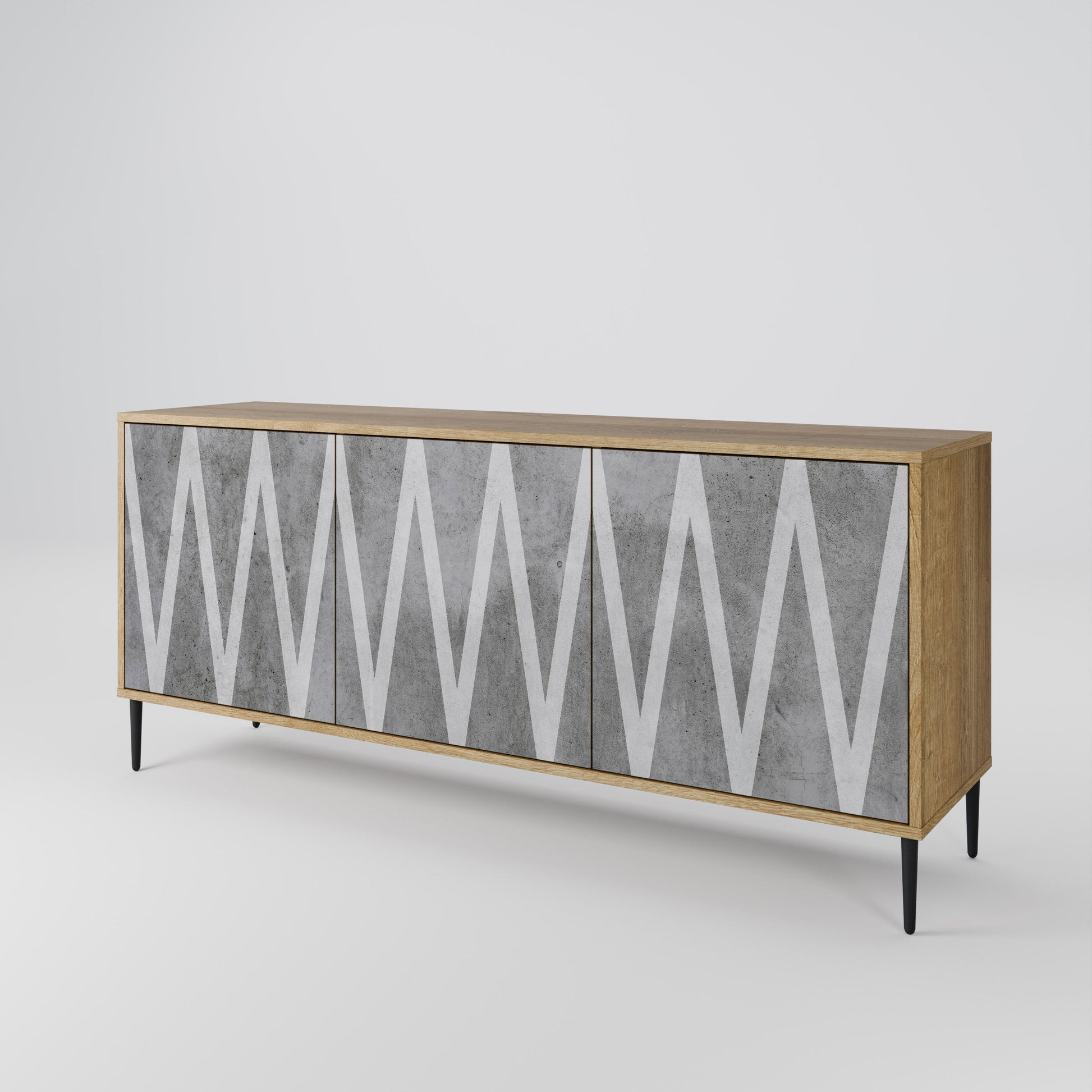 Buffet 3 portes SOLID ZIG ZAG effet chêne