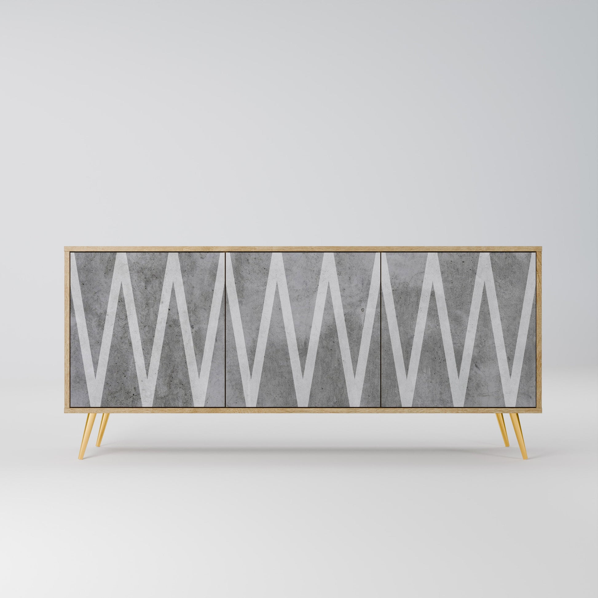 Buffet 3 portes SOLID ZIG ZAG effet chêne