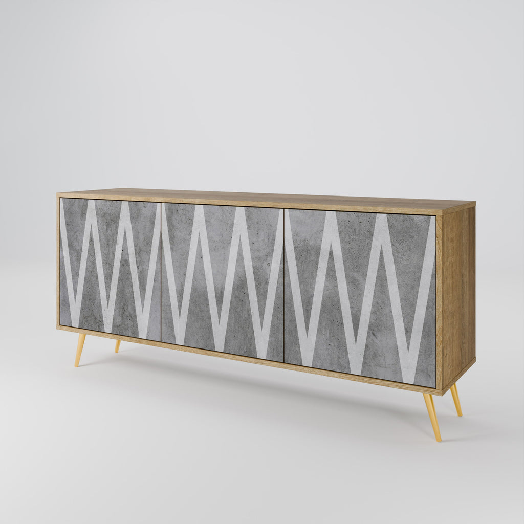 Buffet 3 portes SOLID ZIG ZAG effet chêne