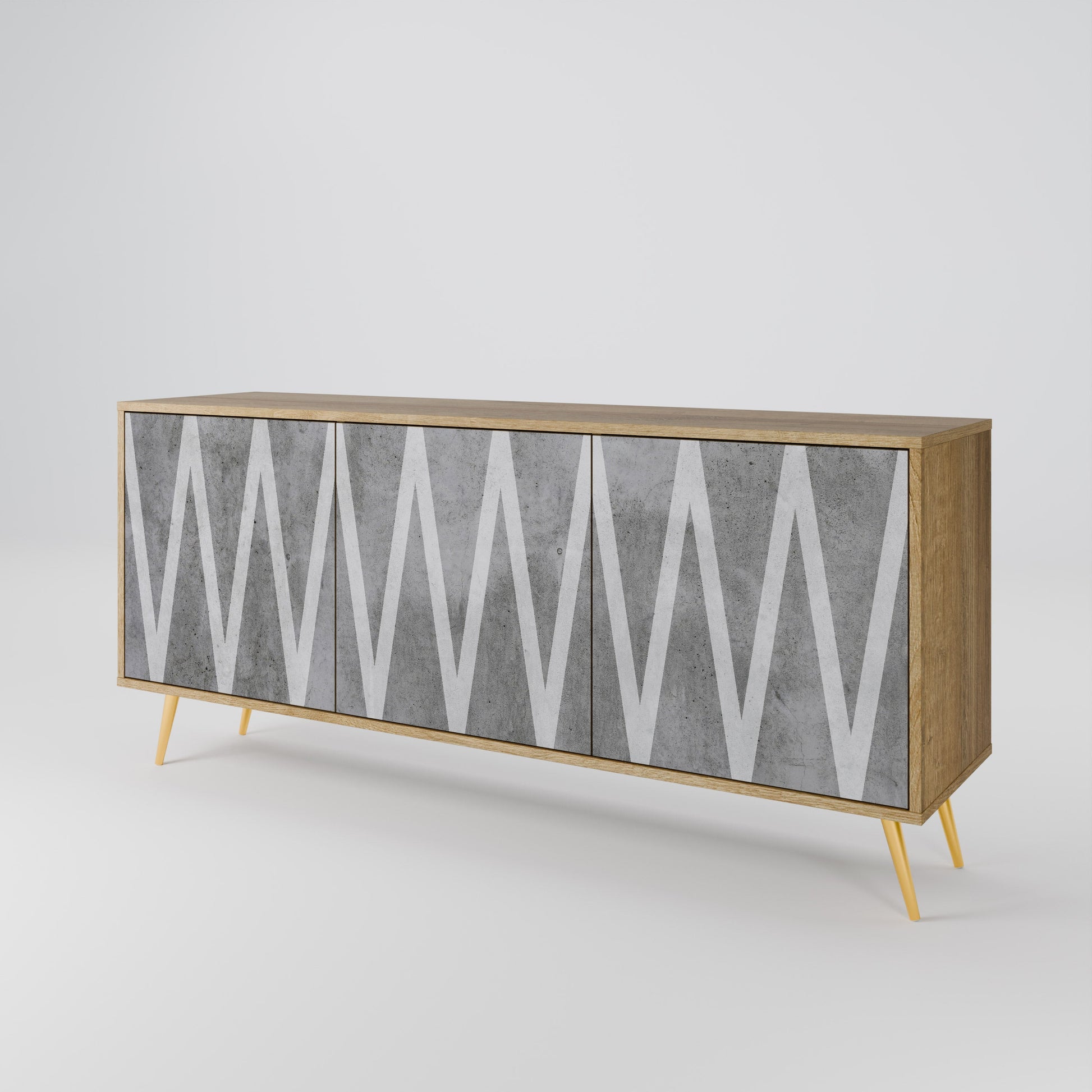 Buffet 3 portes SOLID ZIG ZAG effet chêne