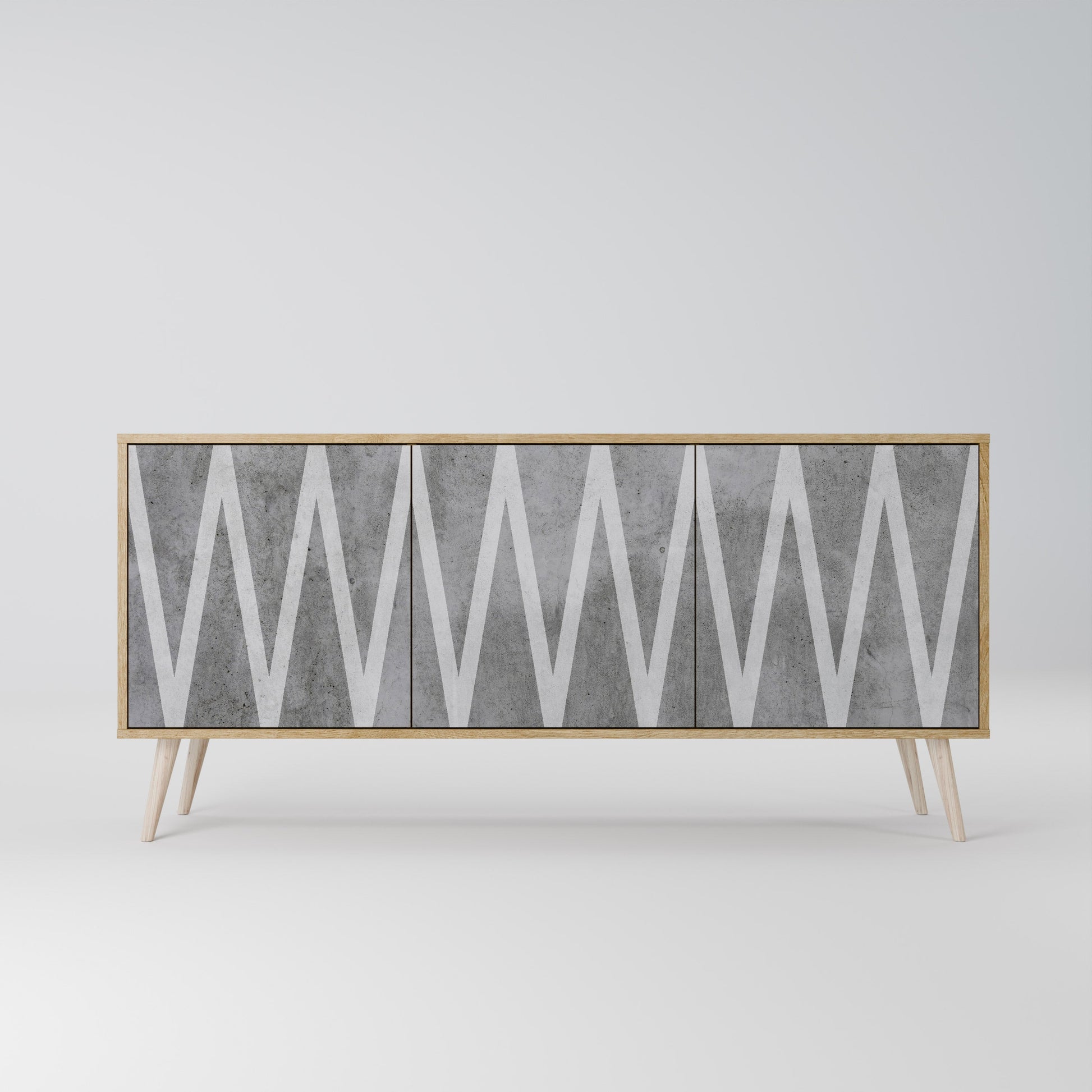 Buffet 3 portes SOLID ZIG ZAG effet chêne