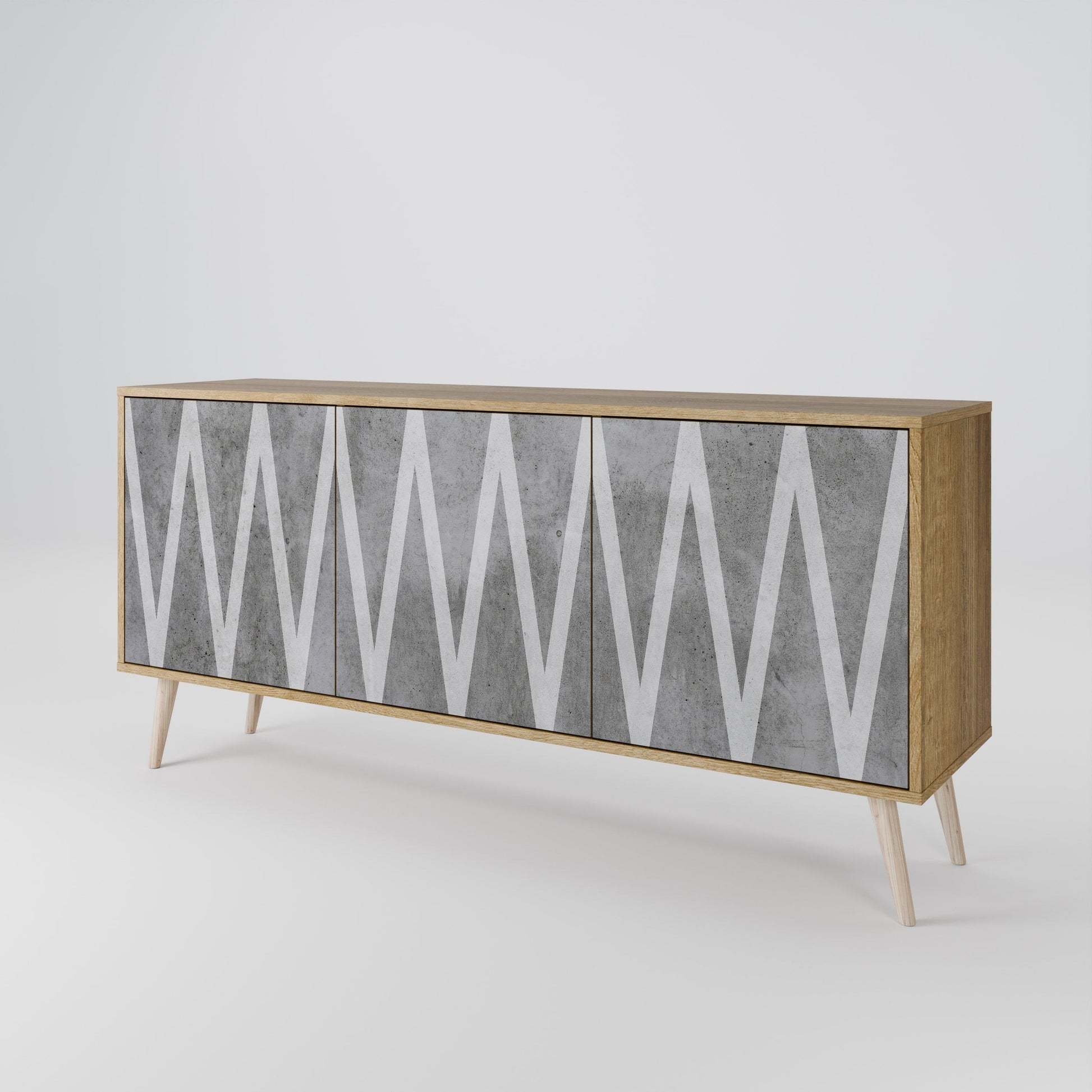 Buffet 3 portes SOLID ZIG ZAG effet chêne