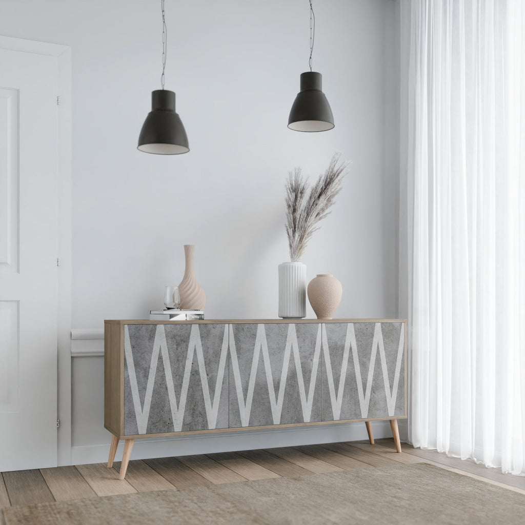 Buffet 3 portes SOLID ZIG ZAG effet chêne