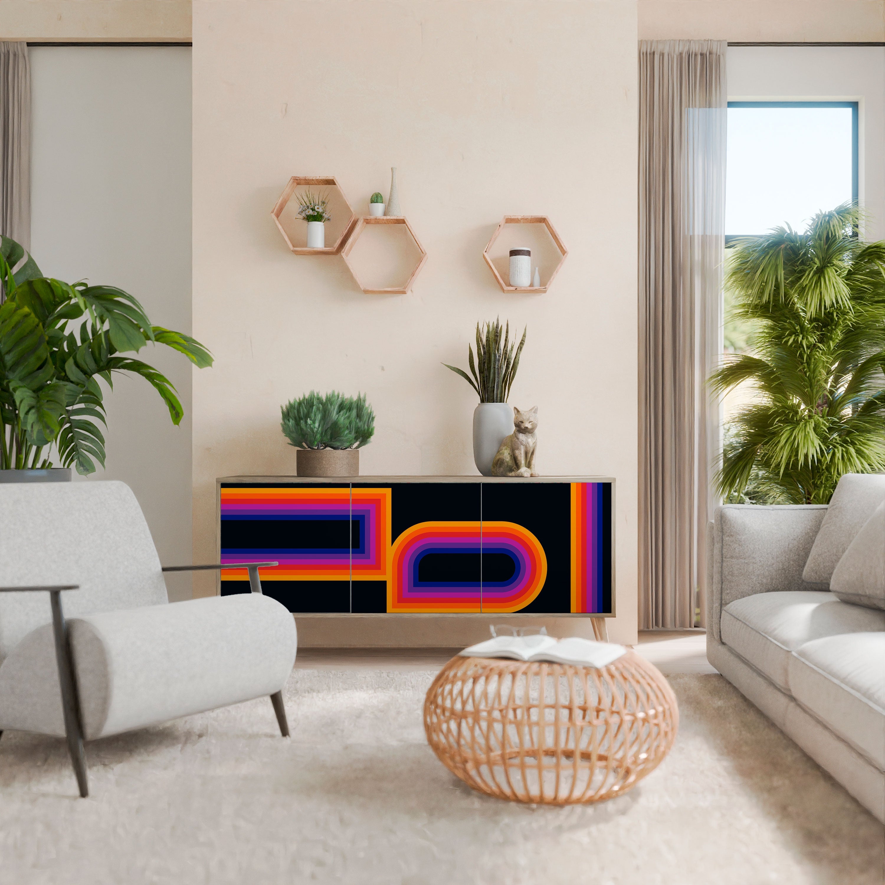 Buffet 3 portes effet chêne BLINDED BY THE LIGHTS