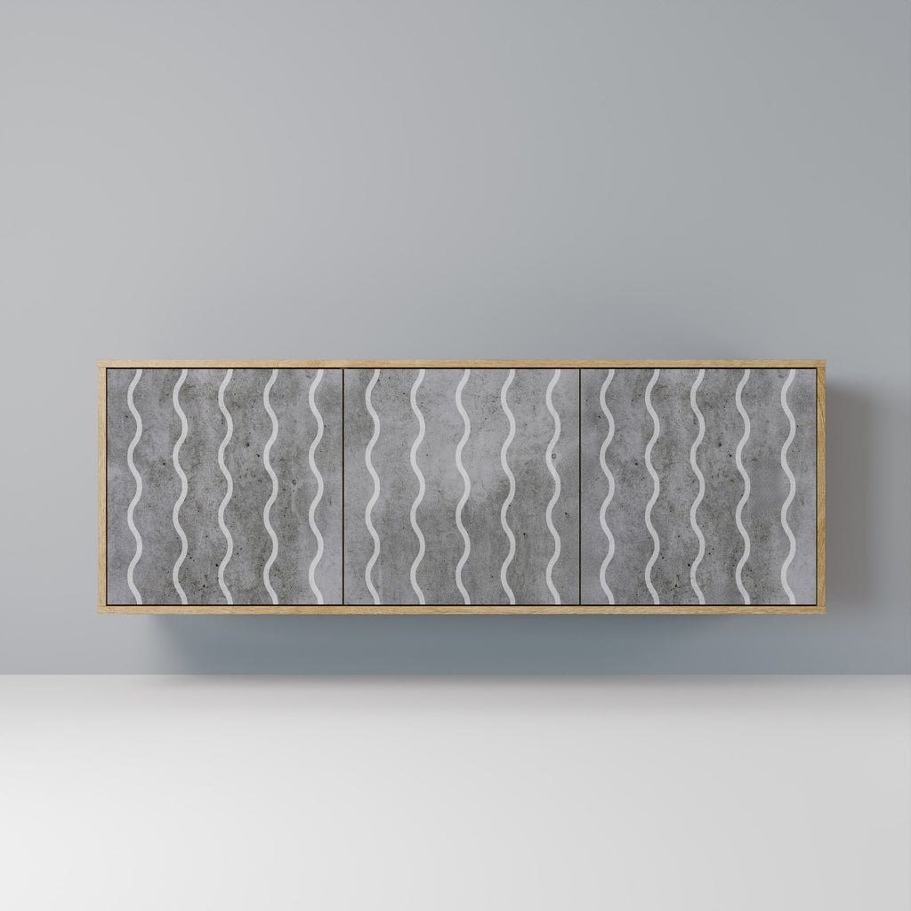 Buffet 3 portes effet chêne WAVES OF CONCRETE
