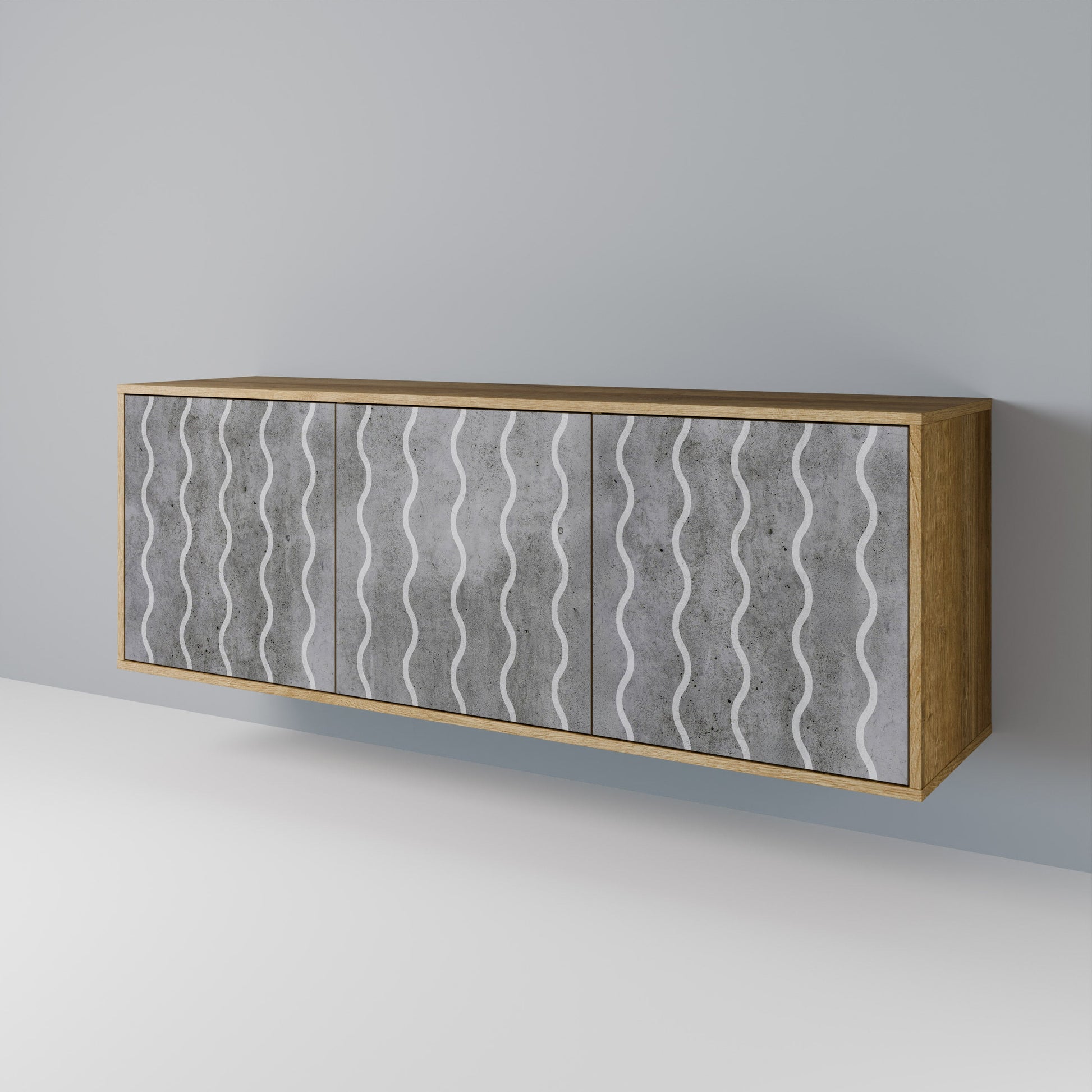 Buffet 3 portes effet chêne WAVES OF CONCRETE