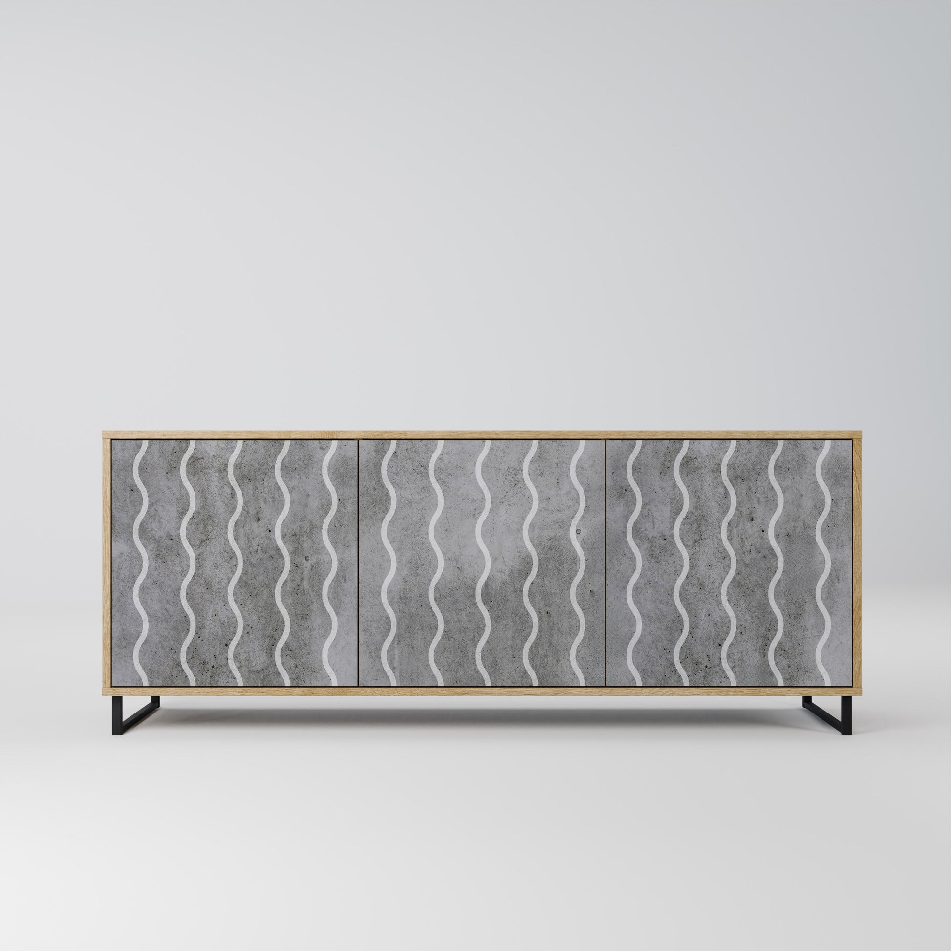 Buffet 3 portes effet chêne WAVES OF CONCRETE