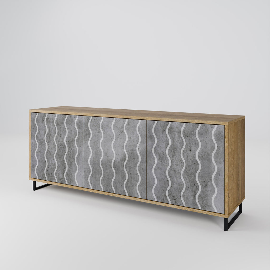 Buffet 3 portes effet chêne WAVES OF CONCRETE