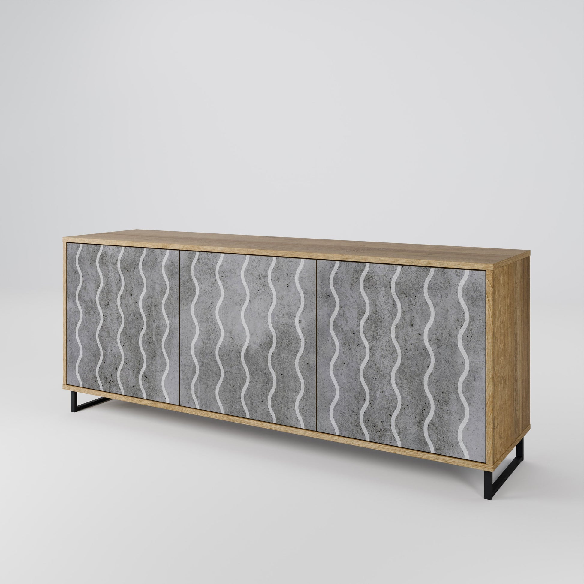 Buffet 3 portes effet chêne WAVES OF CONCRETE