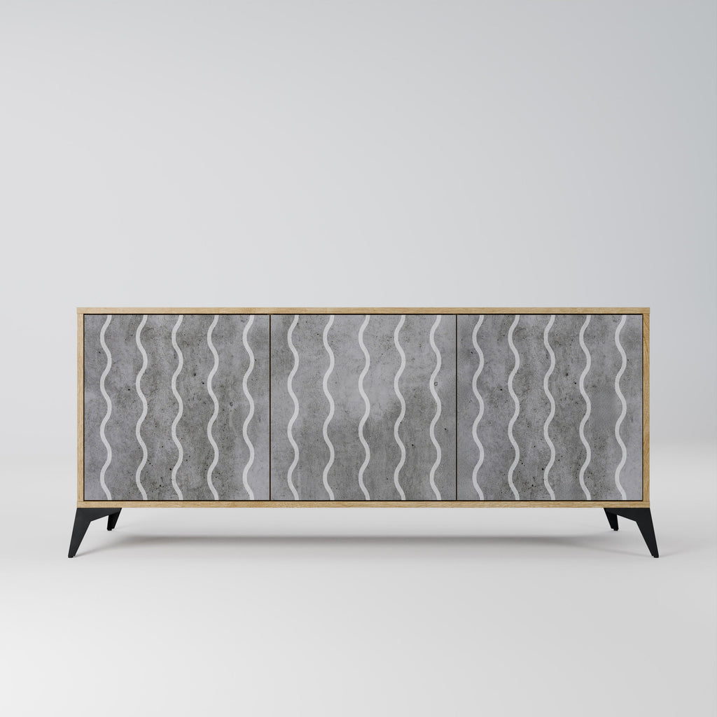 Buffet 3 portes effet chêne WAVES OF CONCRETE
