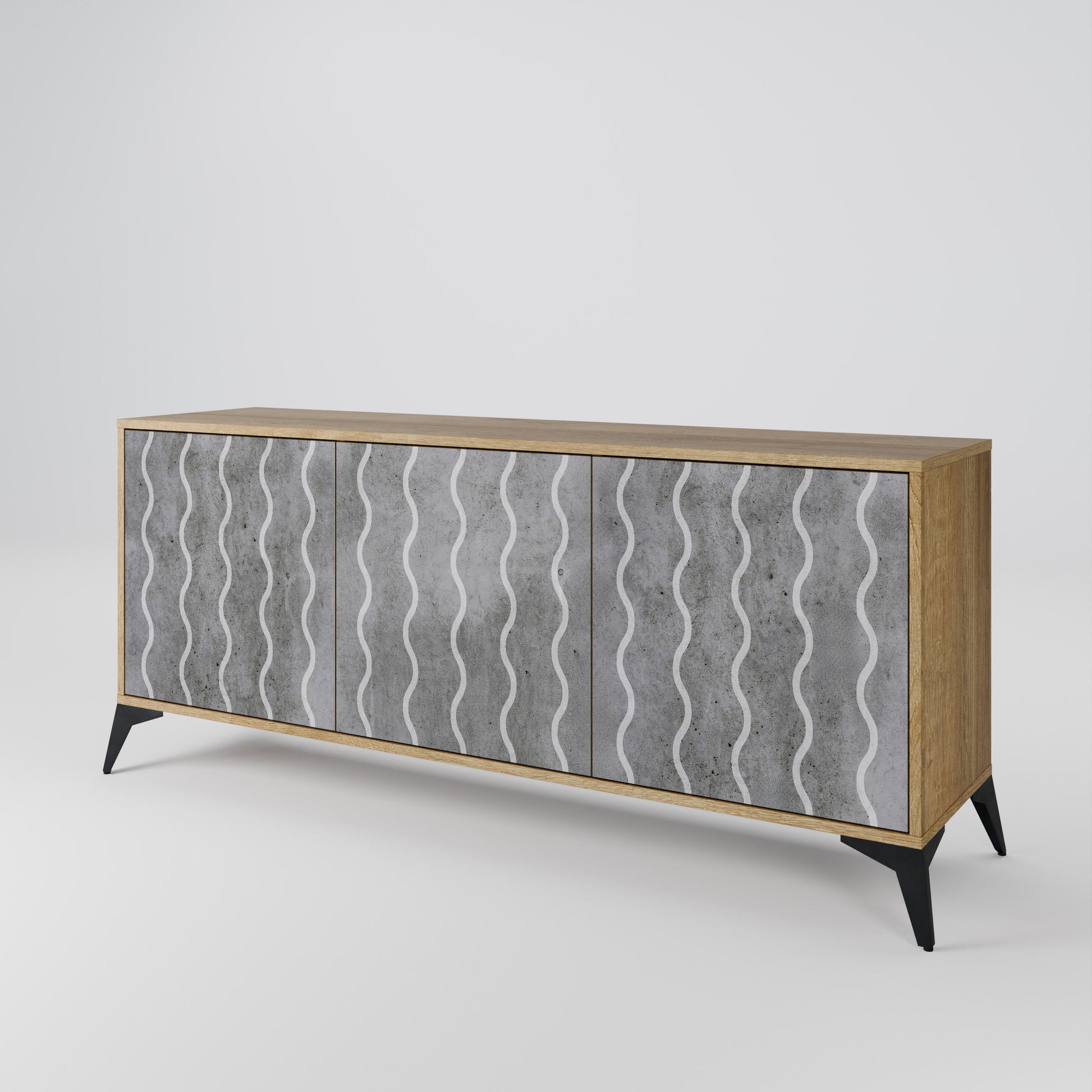 Buffet 3 portes effet chêne WAVES OF CONCRETE