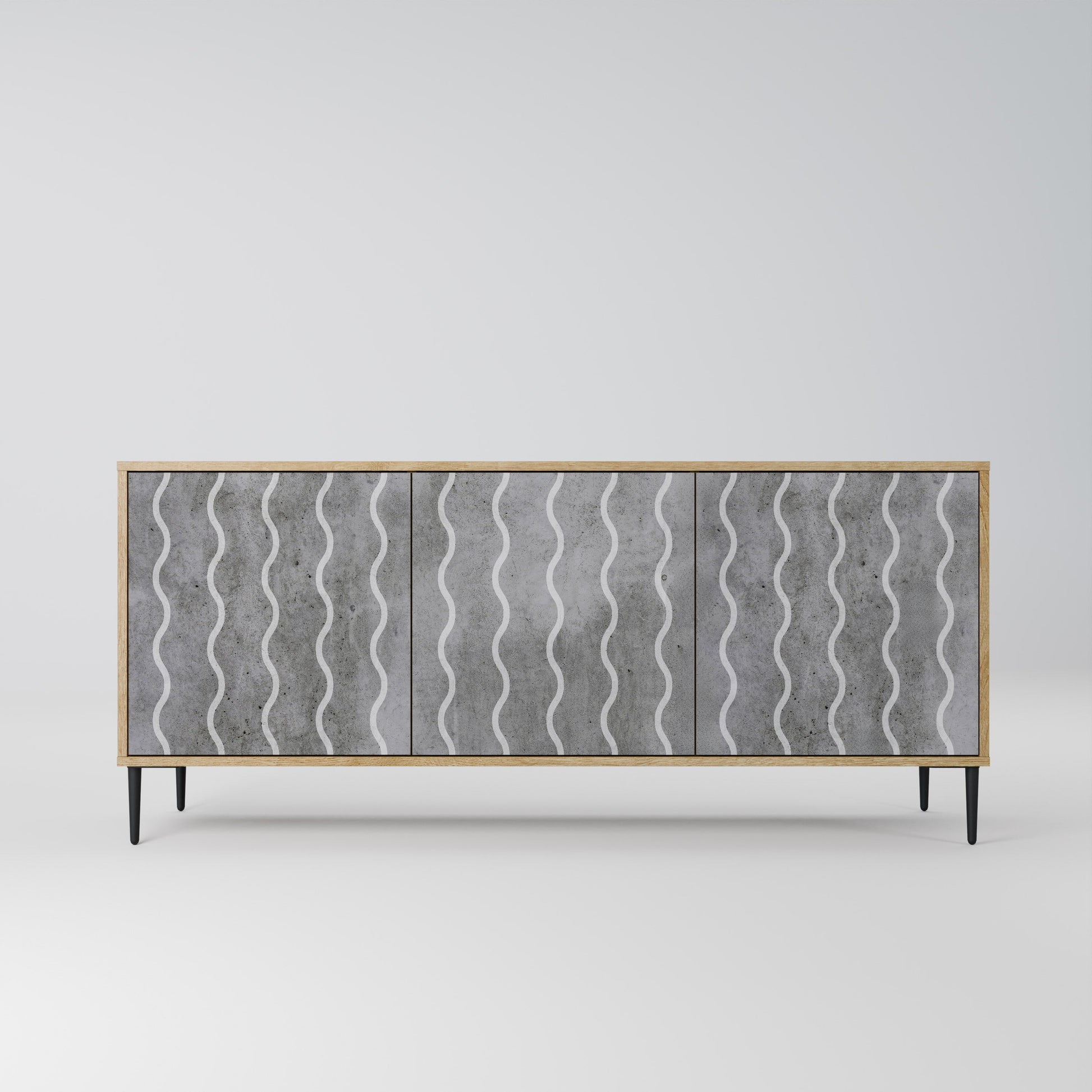 Buffet 3 portes effet chêne WAVES OF CONCRETE