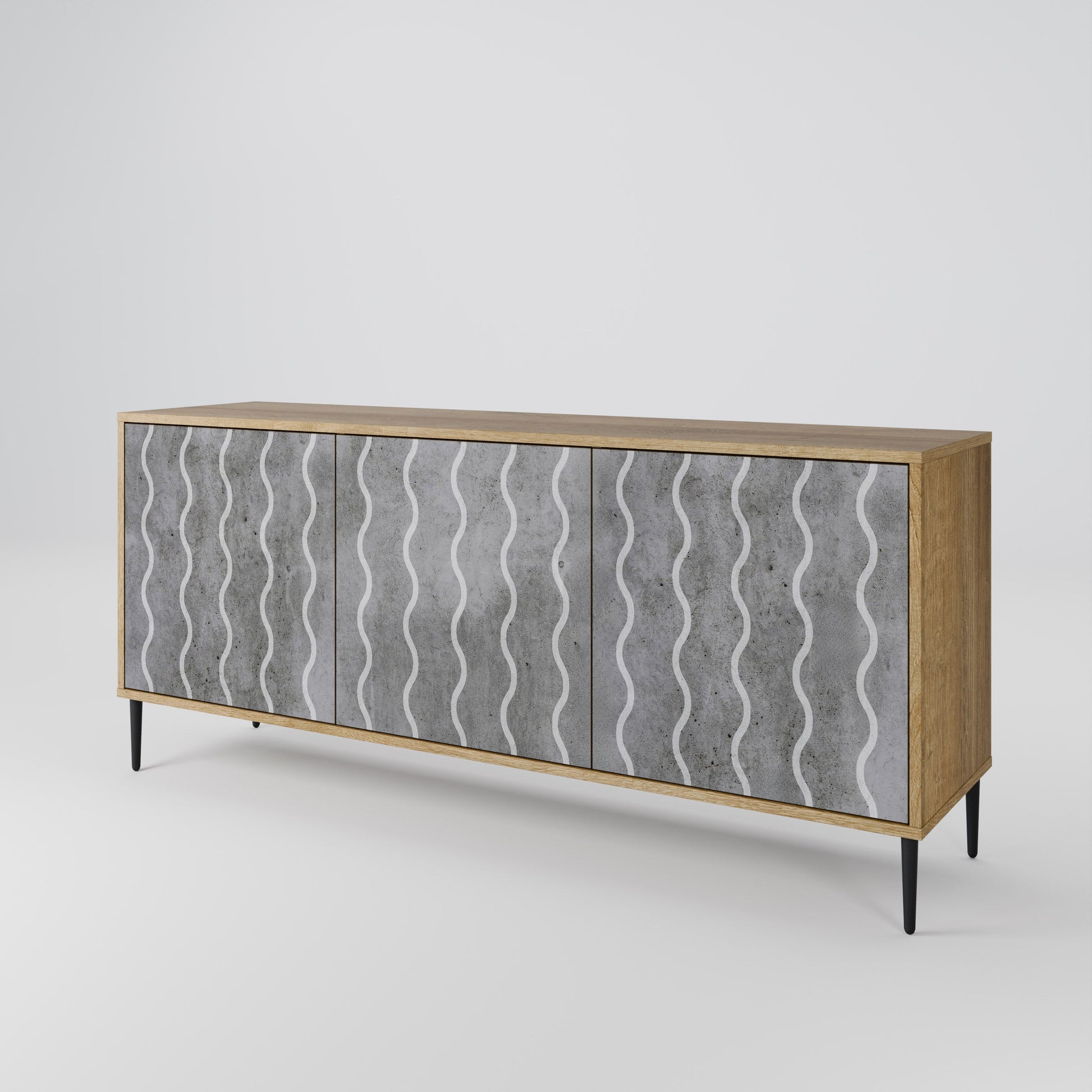 Buffet 3 portes effet chêne WAVES OF CONCRETE