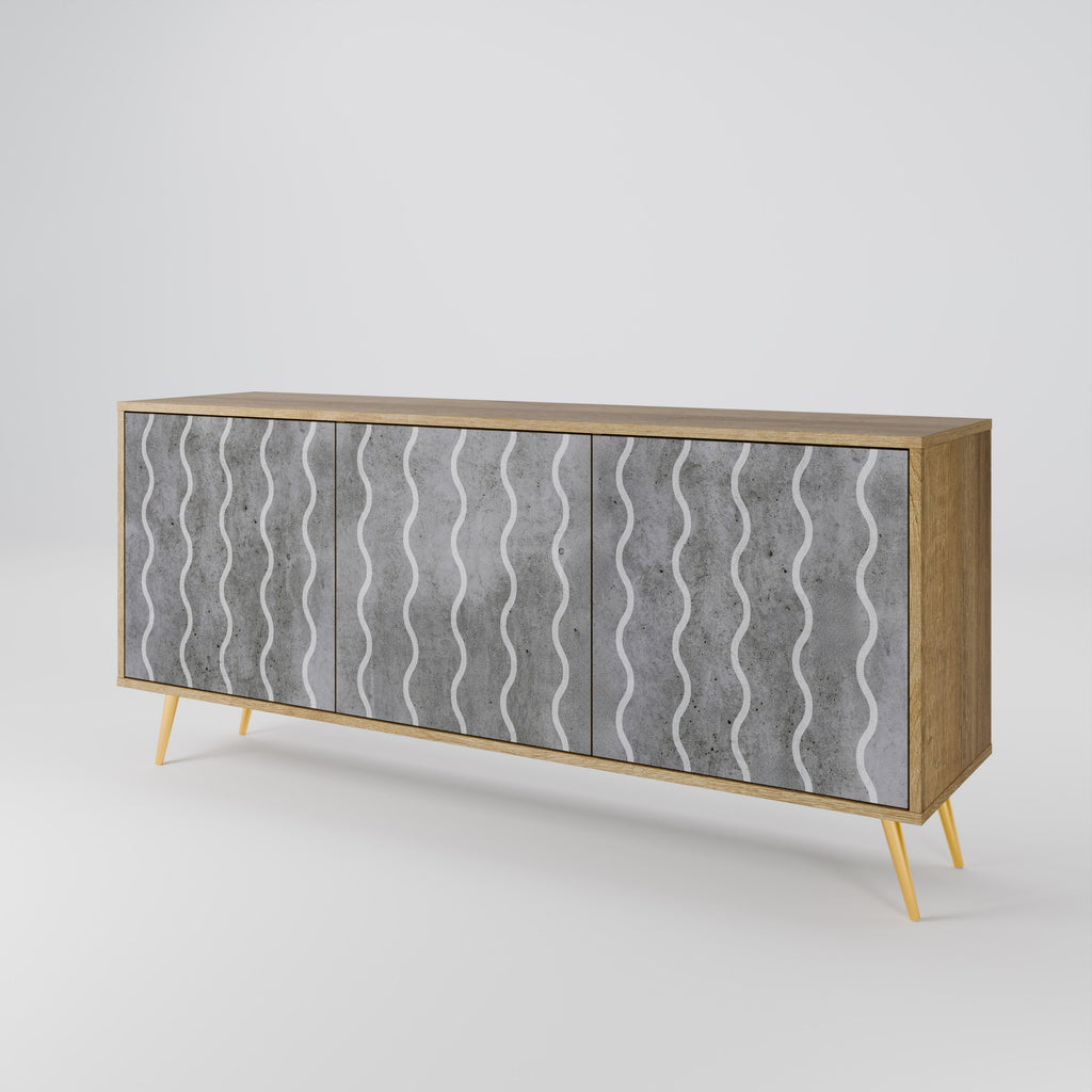Buffet 3 portes effet chêne WAVES OF CONCRETE