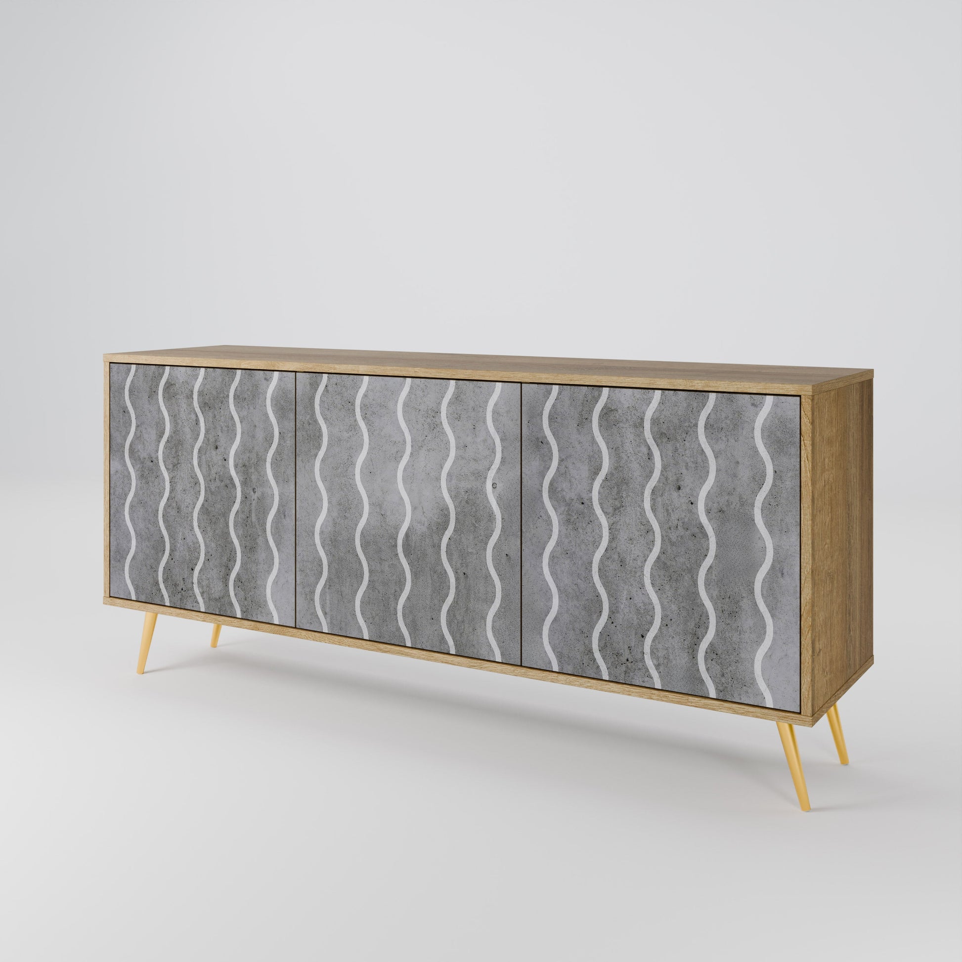 Buffet 3 portes effet chêne WAVES OF CONCRETE