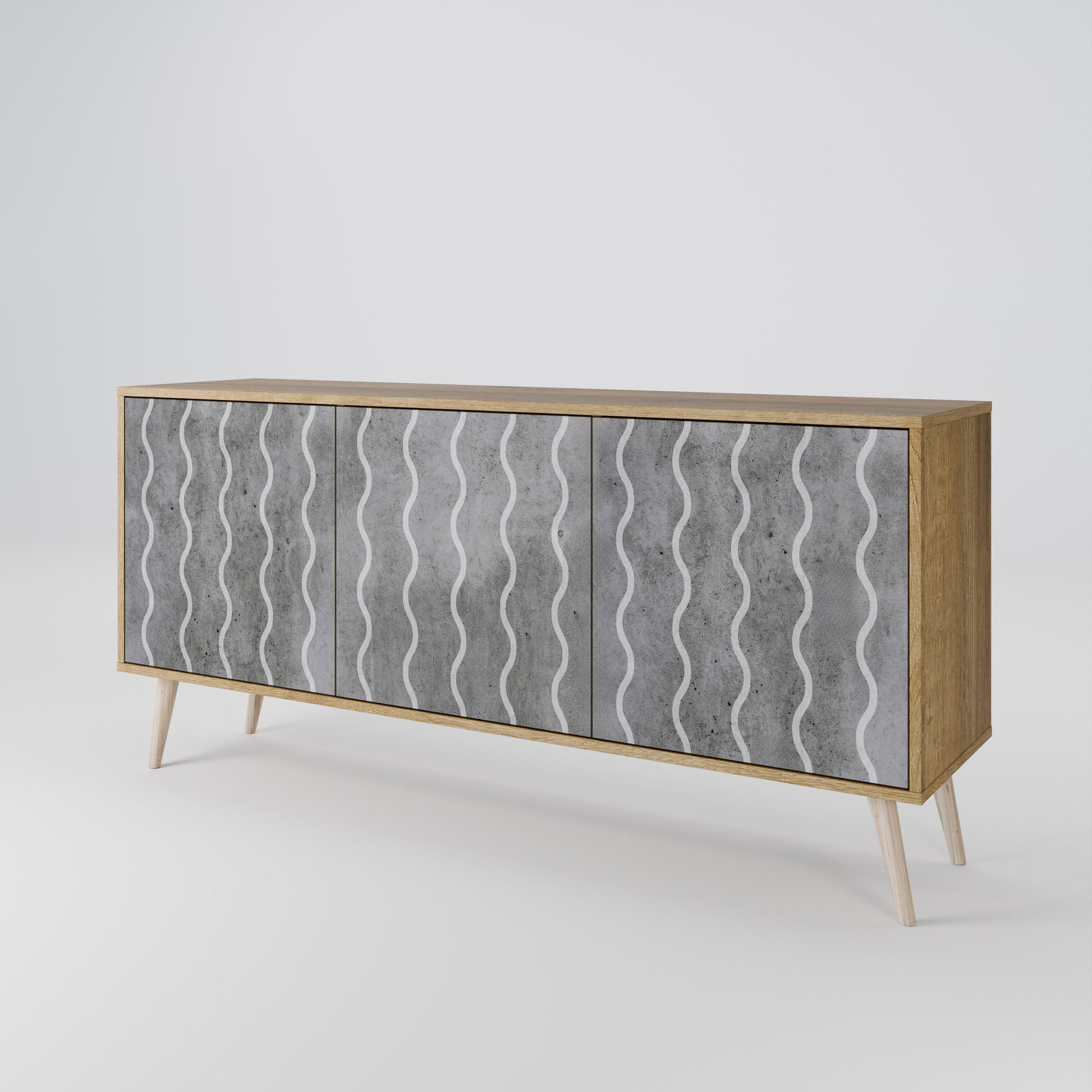 Buffet 3 portes effet chêne WAVES OF CONCRETE