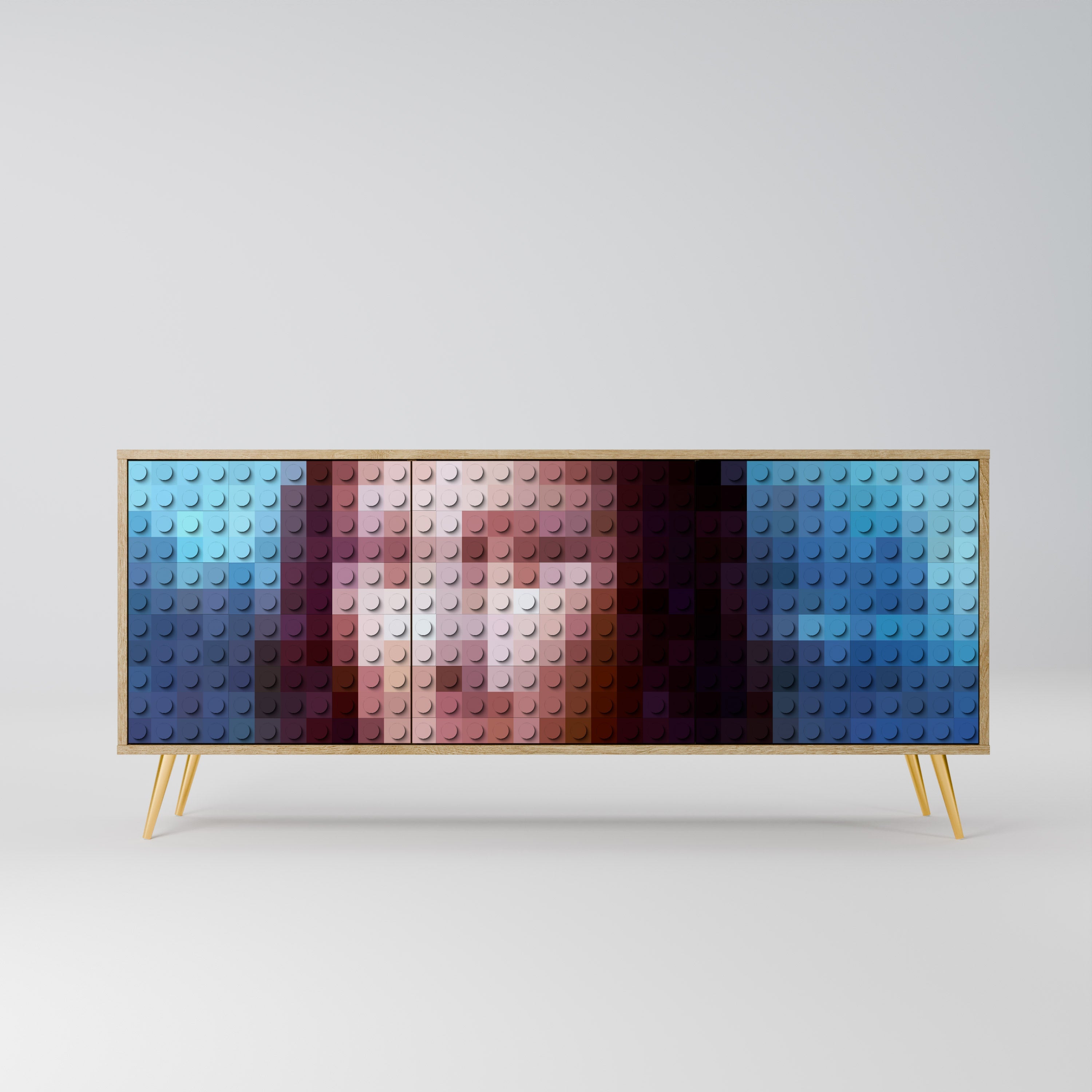 Buffet 3 portes effet chêne CONSTRUCTIVE ART