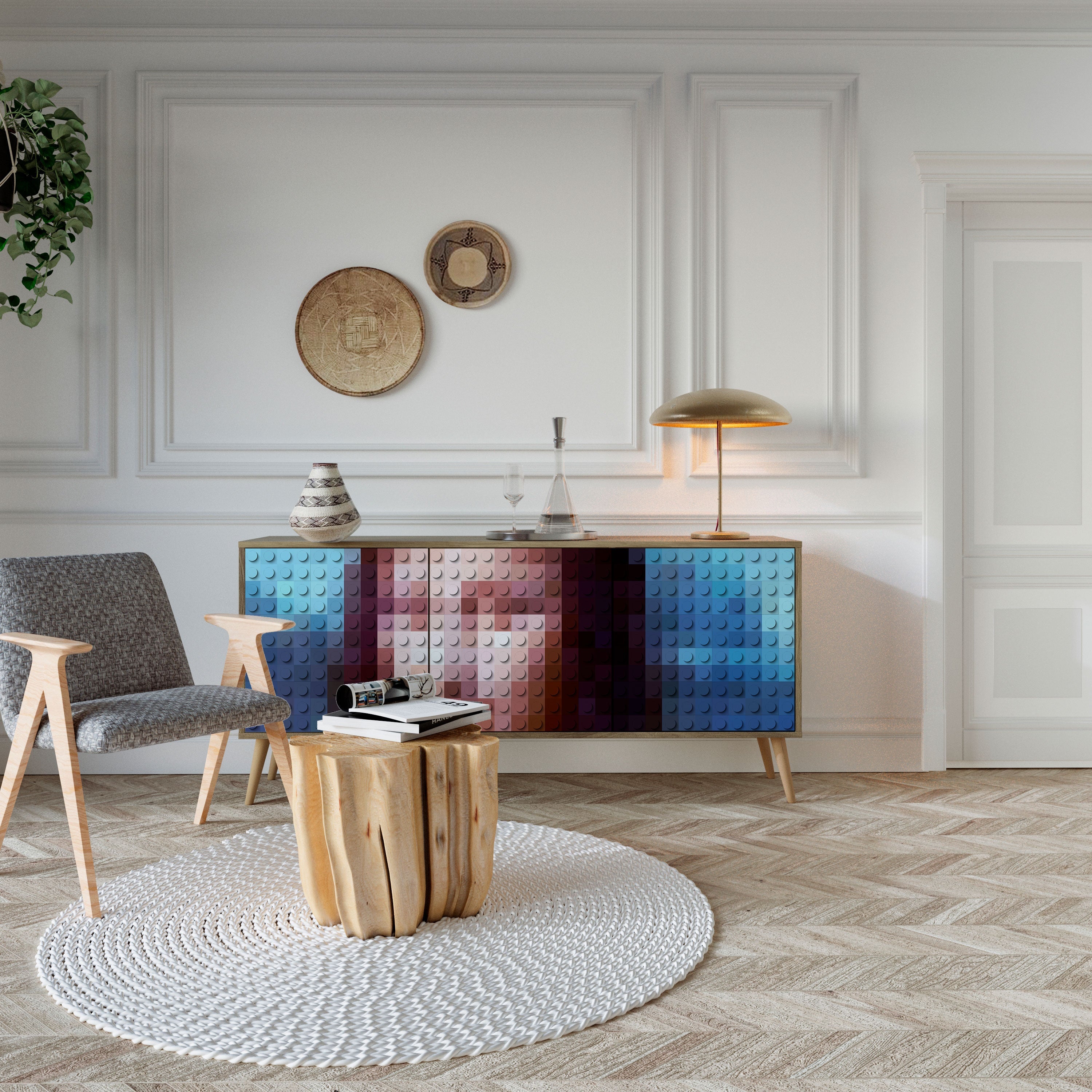 Buffet 3 portes effet chêne CONSTRUCTIVE ART