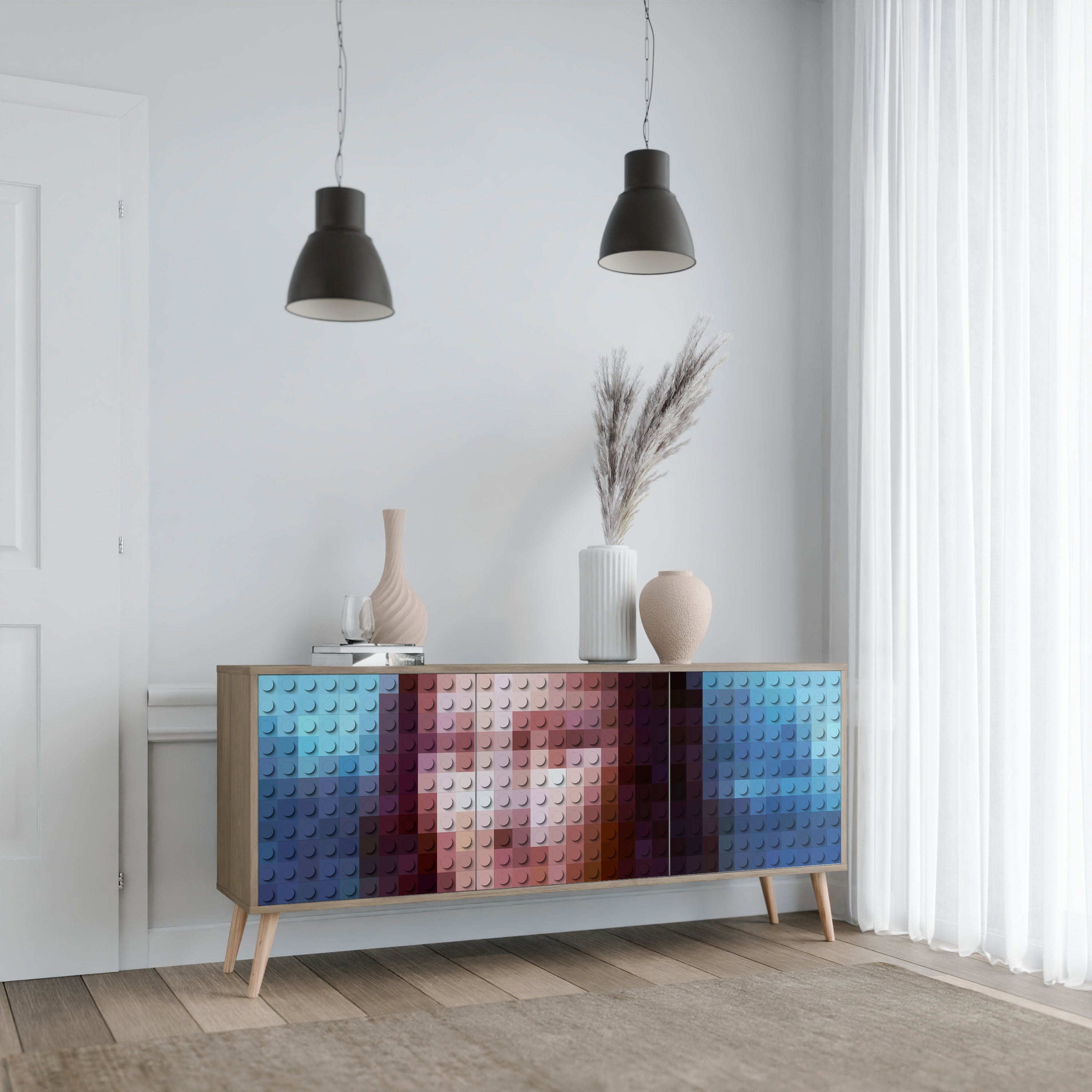 Buffet 3 portes effet chêne CONSTRUCTIVE ART