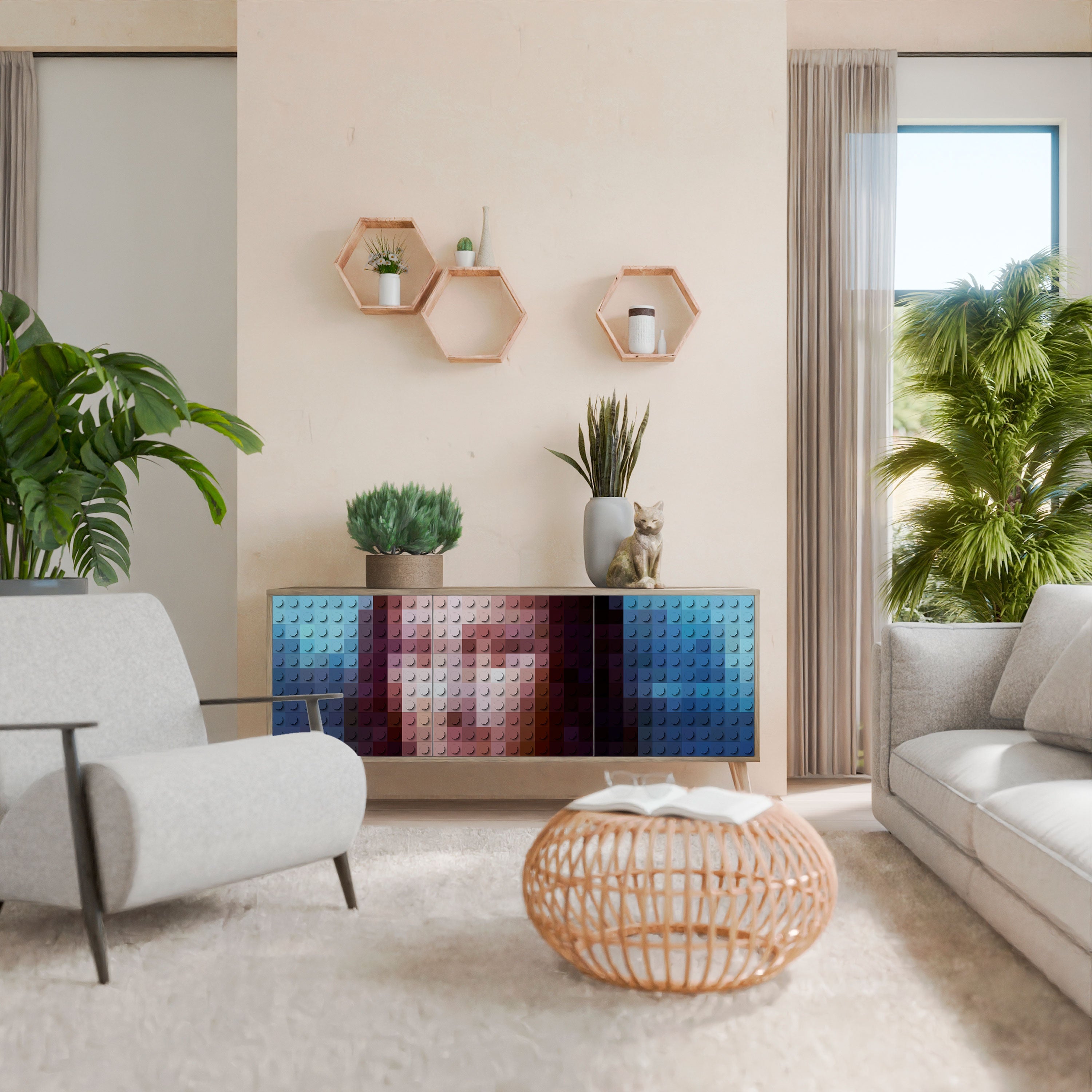 Buffet 3 portes effet chêne CONSTRUCTIVE ART