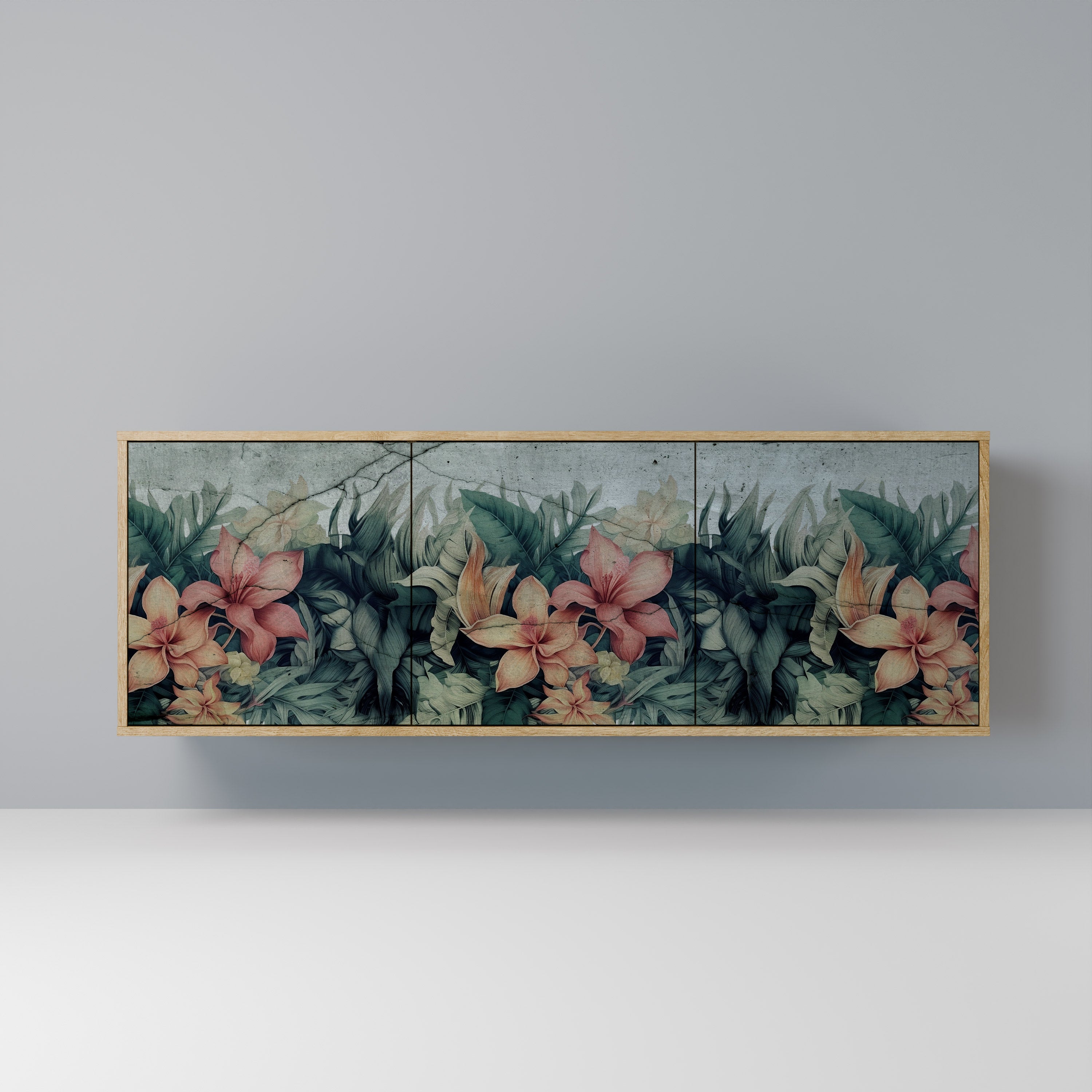 Buffet 3 portes HEAVENLY BLOOM effet chêne